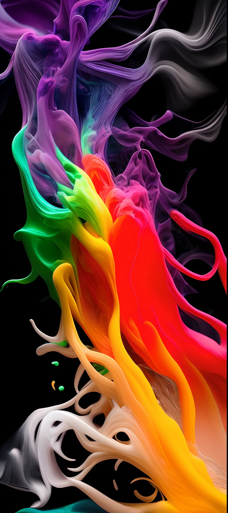 a close up of a colorful smoke is being poured over a black background, fluid coloured smoke, colorful smoke, multi color smoke, colored smoke, brightly coloured smoke, acid color smoke, color smoke, rainbow smoke, psychedelic smoke background, colorful smoke in the background, thick colorful smoke, whirling smoke radiant colors, colored smoke clouds, swirling smoke, fluid smoke art