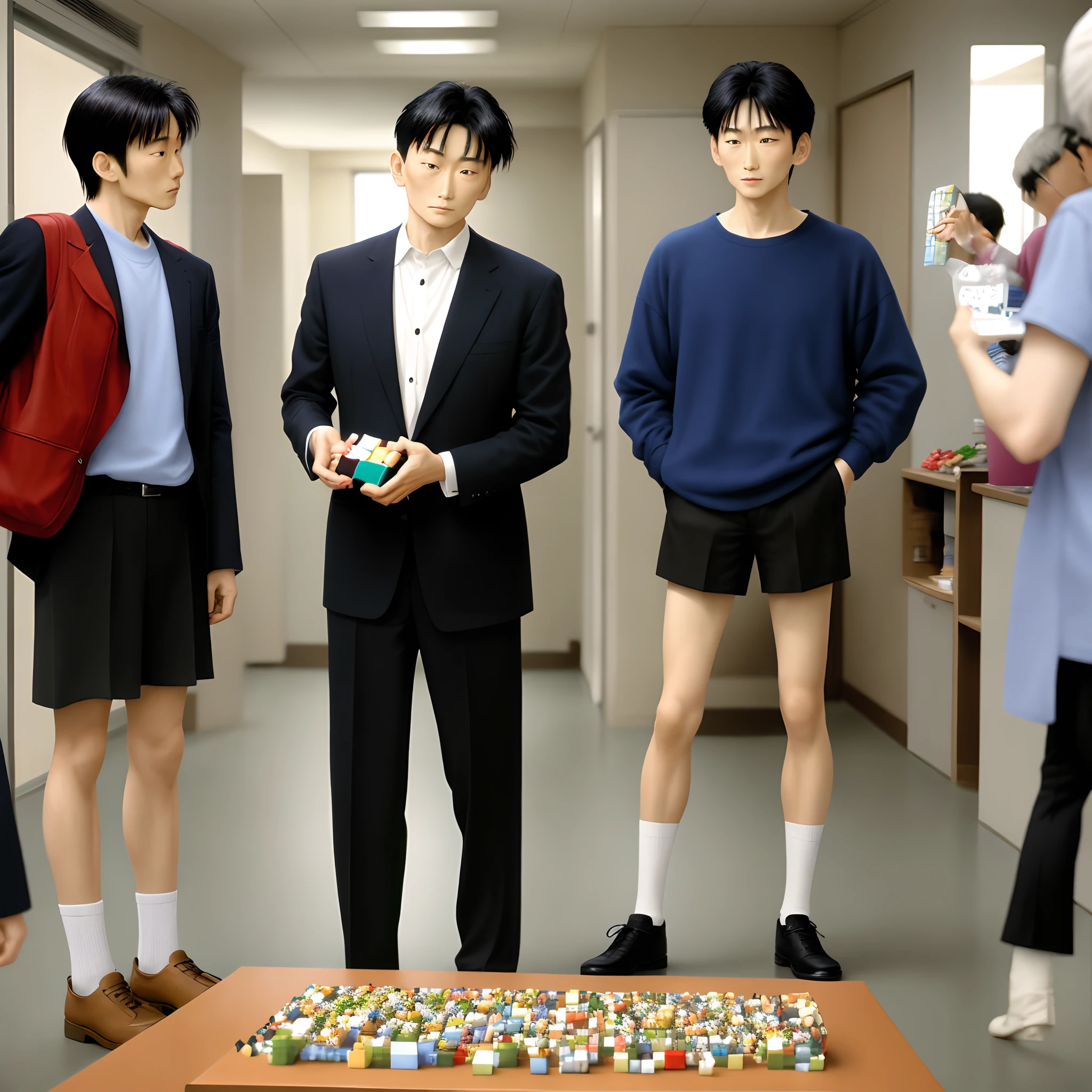 Edogawa Conan holds a Rubik's Cube in his hand