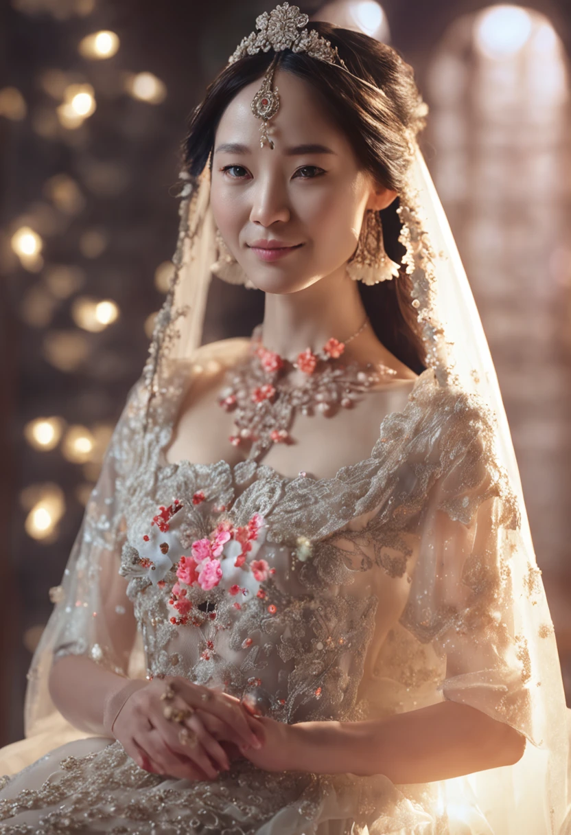 best quality, masterpiece, highres, 1girl,china wedding dress,hair ornament,necklace, jewelry,Beautiful face,upon_body, tyndall effect,photorealistic, dark studio, rim lighting, two tone lighting,(high detailed skin:1.2), 8k uhd, dslr, soft lighting, high quality, volumetric lighting, candid, Photograph, high resolution, 4k, 8k, Bokeh