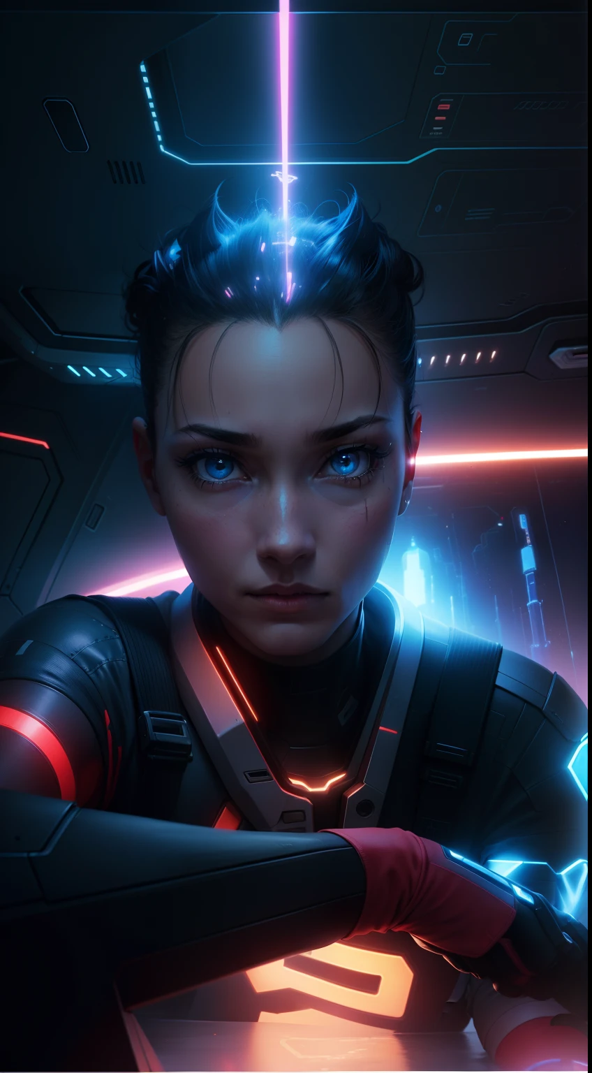 Consider technology, Future technology, The city of dreams,Mothership crossing:1.8,Starship(surface details:1.2),(Planetary shuttle:1.8),Metallic surface glossy details:1.6,Red、blueglow、The yellow light is colorful,cyber punk perssonage,Dream Tech,The ship flew out of the mothership,High resolution 8K