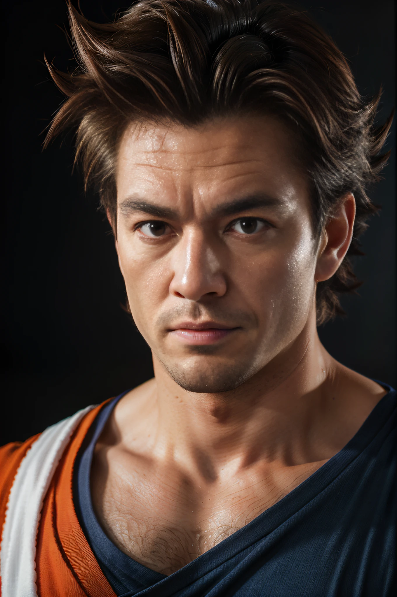 Hyper Realistic Portrait Photograph Goku, 64k, Masterpiece, ULTRAHD, Ridley Scott