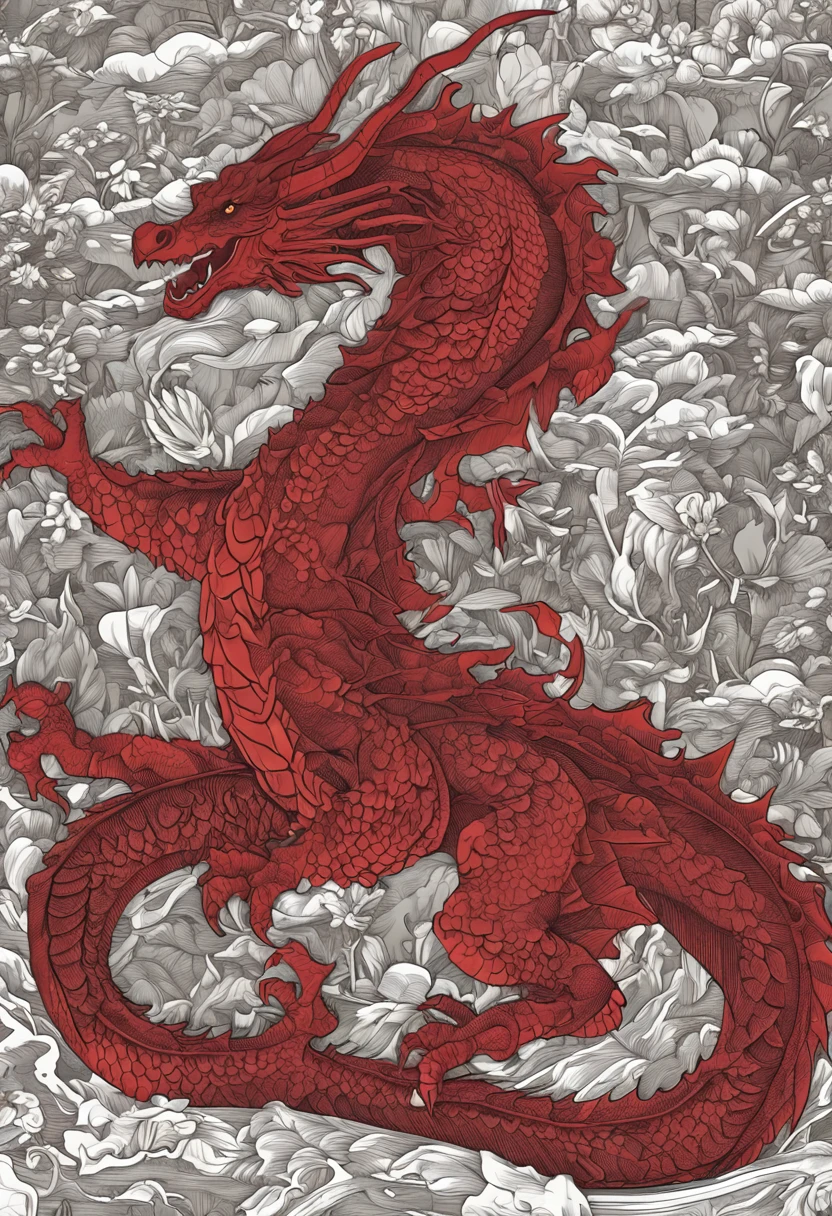 best quality, a stunning artwork of a beautiful red dragon, intricately detailed, (best shadow), elegant, volumetric lighting