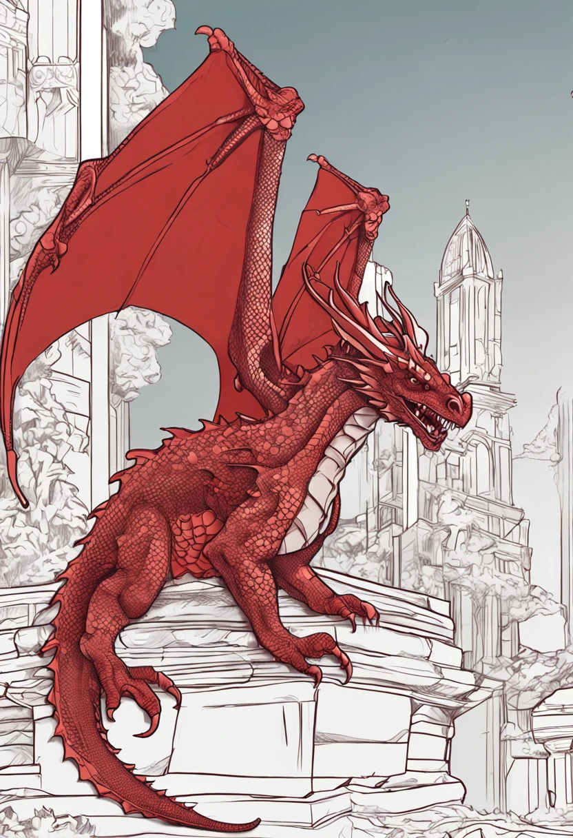 best quality, a stunning artwork of a beautiful red dragon, intricately detailed, (best shadow), elegant, volumetric lighting