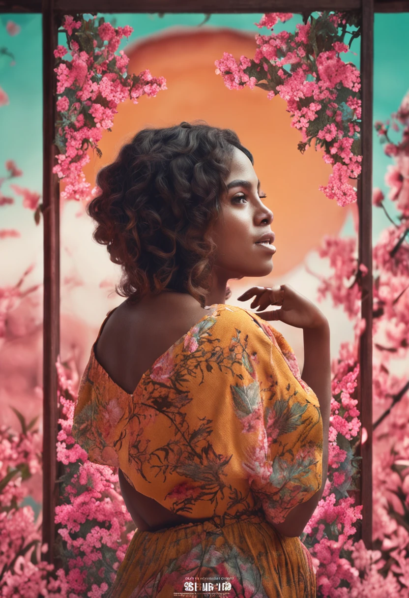 RAW photos, highest quality), (realistic, photorealistic: 1.3), highest quality, masterpiece, very delicate and beautiful, highly detailed, CG, unity, 2K wallpaper, wonderful, beautiful to detail, masterpiece, light smile, highest quality, highly detailed CG Unity 8k wallpaper, selfie photo, big tits, surrounded by the tree sakura, wears jumpsuit colour green tea batik suit