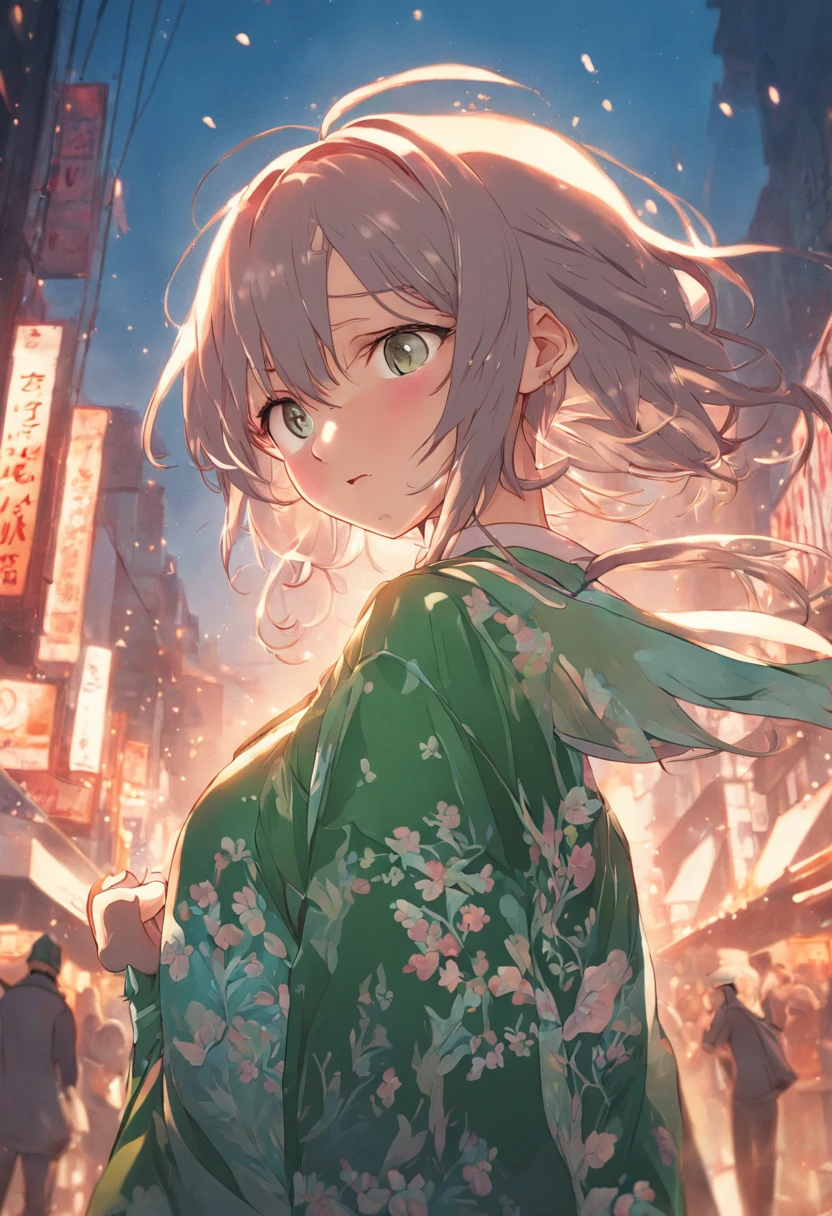 RAW photos, highest quality), (realistic, photorealistic: 1.3), highest quality, masterpiece, very delicate and beautiful, highly detailed, CG, unity, 2K wallpaper, wonderful, beautiful to detail, masterpiece, light smile, highest quality, highly detailed CG Unity 8k wallpaper, selfie photo, big tits, surrounded by the tree sakura, wears jumpsuit colour green tea batik suit