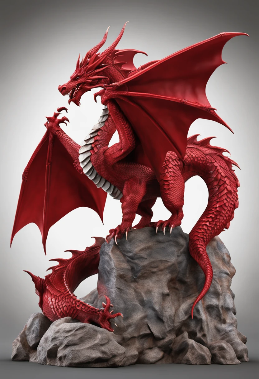 best quality, a stunning artwork of a beautiful red dragon, intricately detailed, (best shadow), elegant, volumetric lighting