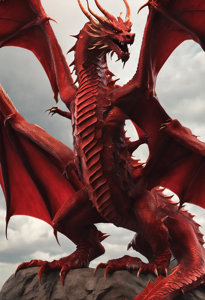 best quality, a stunning artwork of a beautiful red dragon, intricately detailed, (best shadow), elegant, volumetric lighting