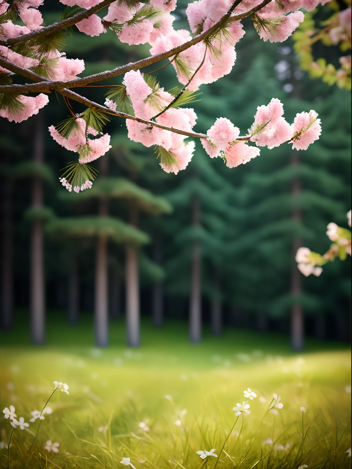 tmasterpiece,Best quality at best,high qulity,非常详细的 CG 统一 8k 壁纸,Antique beauty,coniferous forest,stillness,towering conifers covered with forest floor,Cold climate,Peaceful beauty,Yuki,Winters,mild summer,Light wind,needle,tree branch,Bokeh,Depth field, hdr, full bloom, color difference, Photorealistic, Extremely detailed, Popular on artstation, Popular on CGsociety, complex, High detail, Dramatic, halfway art