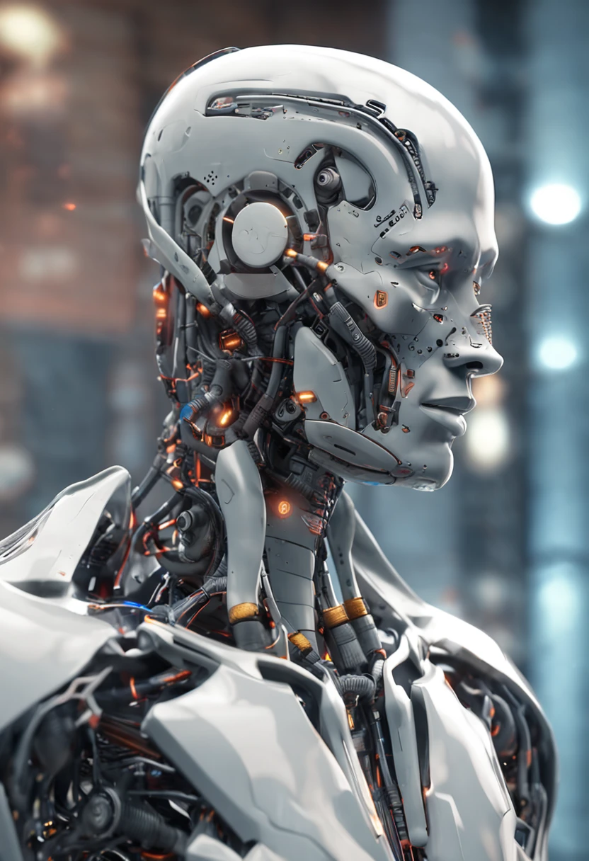 complejo 3d render ultra detallado de un hermoso perfil de porcelana hombre android cara, cyborg, Robotic Parts, 150 mm, hermoso estudio luz suave, luz de borde, detalles vibrantes, ciberpunk lujoso, encaje, hiperrealista, anatomical, facial muscles, electrical wires, microchip, elegante, hermoso fondo, octanaje, estilo H. R. Giger, 8k, mejor calidad, obra maestra, 插圖, un extremadamente delicado y hermoso, extremadamente detallado, CG, unidad, papel tapiz, incredible, detalles finos, obra maestra, mejor calidad, arte oficial, fondo de pantalla CG 8k extremadamente detallado, robot, halmet plateado, ((cuerpo completo)), sentado