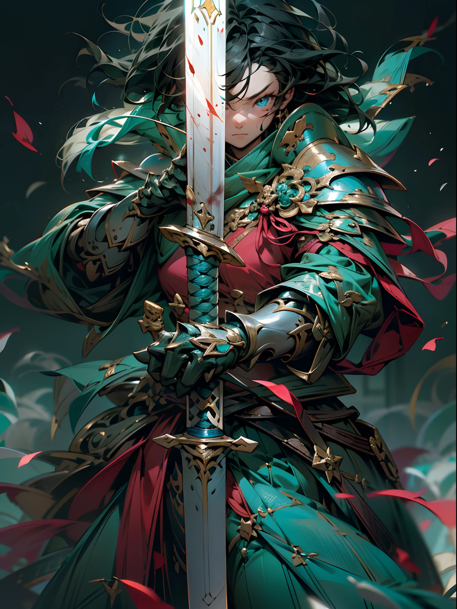 A reloaded swordsman,Super thick armor wraps around the entire body,A giant sword with both hands on the ground,The blue spinning sword qi overflowed,,Blood,depth of fields,dynamic blur,high light,Real light,Ray traching,oc rendered,Hyper-realistic,best qualtiy,8K,Works of masters,super-fine,Detailed pubic hair,Correct anatomy,sharp focus on eyes,Bokeh,Facial features are carefully depicted