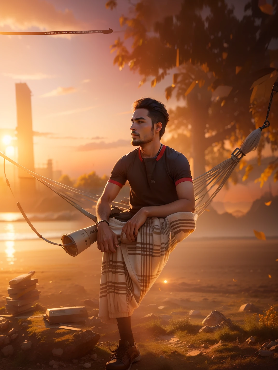 Change beckground to sunrise and realistic face