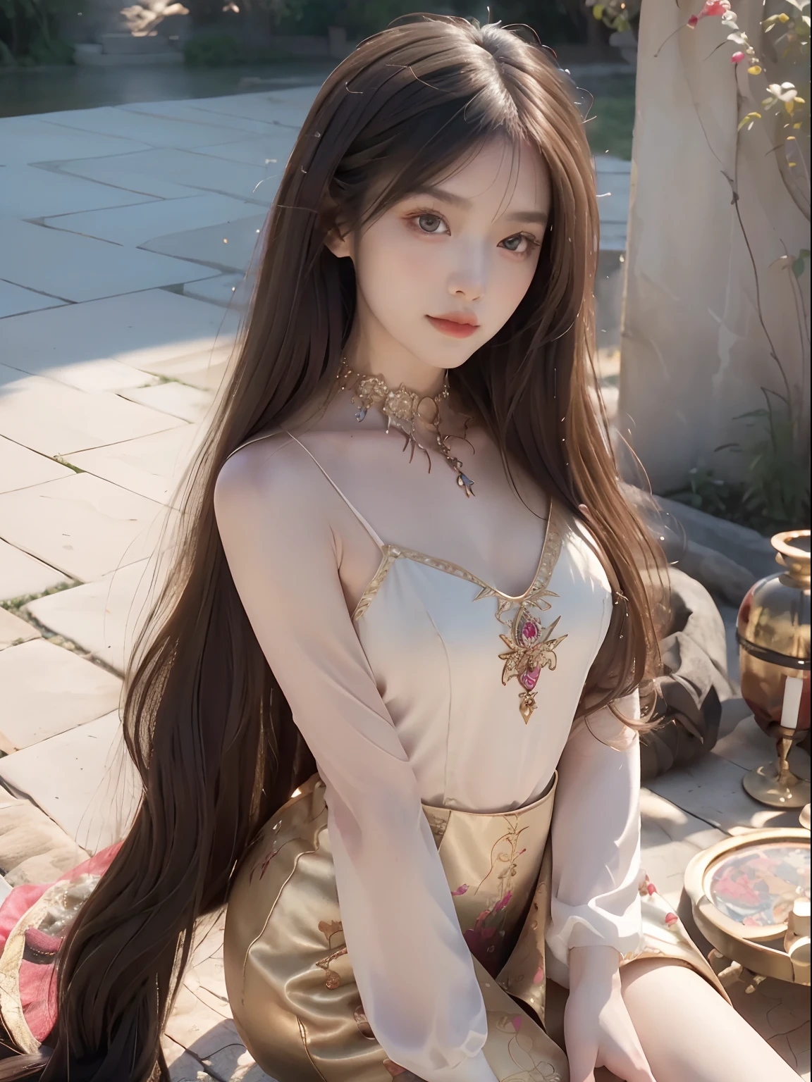 1 27-year-old girl, 1 zodiac goddess from the future, 12 zodiac goddess pink purple, 12 zodiac goddess ao dai thin sexy yellow deep slit chest, 12 zodiac ao dai many details black lace deep slit chest, goddess mythology 12 zodiac from the future, zodiac , luxury glittering zodiac style, dark and mysterious version, zodiac crown, red lipstick, thin and pretty lips, don't smile, keep your mouth shut, character created by karol bak and pino daeni, intricate details, detailed background, extremely detailed, light magic, one person woman, perfect face, clear face, look at the face of the goddess of the zodiac, Blums boods, Big and round breasts, long hair with flat bangs, beautiful detailed face and well-proportioned eyes, (yellow eyes: 1.8), big round eyes and very beautiful and meticulous makeup, visionary, wearing a long silk shirt, mysterious makeup, flat bangs and dyed light blonde, the upper half of the body is a goddess the zodiac sign on the body, arms hanging down, Real and vivid images, (the stars that make up the zodiac: 1.7), (the zodiac sign in the sky background and the broken gate of space and time, texture: 1.8), fiction art, RAW photo, hanfu photo, best photo, highest resolution, best quality, best photo quality, 8k quality, 8k extreme, super realistic, most realistic photo, 12 zodiac goddess portrait art, 1 symbol of 12 zodiac behind, single goddess portrait 1 zodiac sign, Most realistic color scheme, best photo color, masterpiece , hair decoration, necklace, jewelry, Pretty face, upper body, tyndall effect, photo realistic, dark studio, border light, bright two tones, (high detail skin: 1.2), 8k uhd, dslr, soft light, high quality, volumetric light, realistic, snapshot, high resolution, 4k quality, 8k, bokeh, Smooth and sharp, 10x pixel increments , Female sexy zodiac goddess, sexy zodiac goddess,