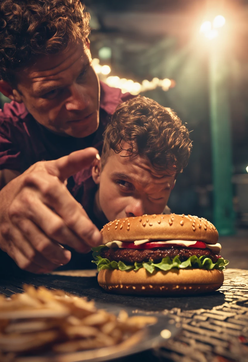 tire uma foto do nathan comendo um hamburger