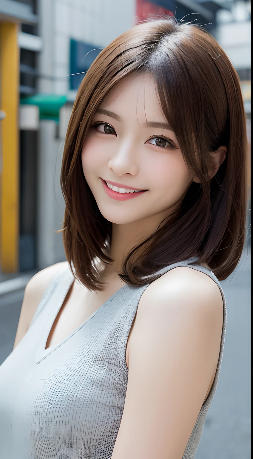 masutepiece, Best Quality, Illustration, Ultra-detailed, finely detail, hight resolution, 8K Wallpaper, Perfect dynamic composition, Beautiful detailed eyes, doress,Medium Hair, mid-chest, Natural Color Lip, Random and sexy poses,Smile,Tokyo Street Walk