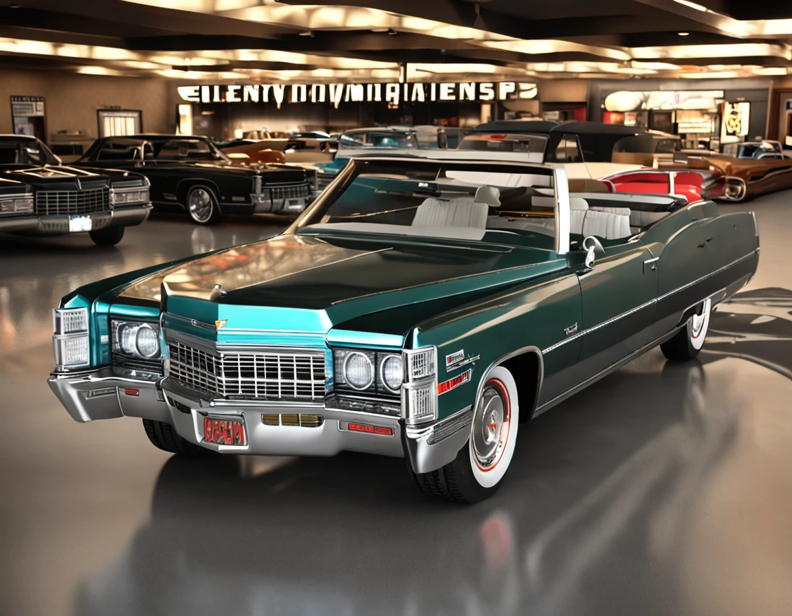 best quality, cadillac deville 1970 intricately detailed, volumetric lighting