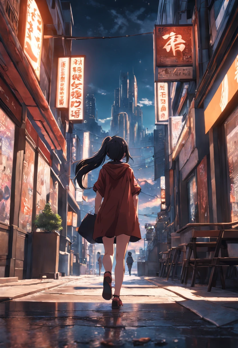 (masterpiece), highly detailed, unreal engine, 4k, 1girl walking in a city