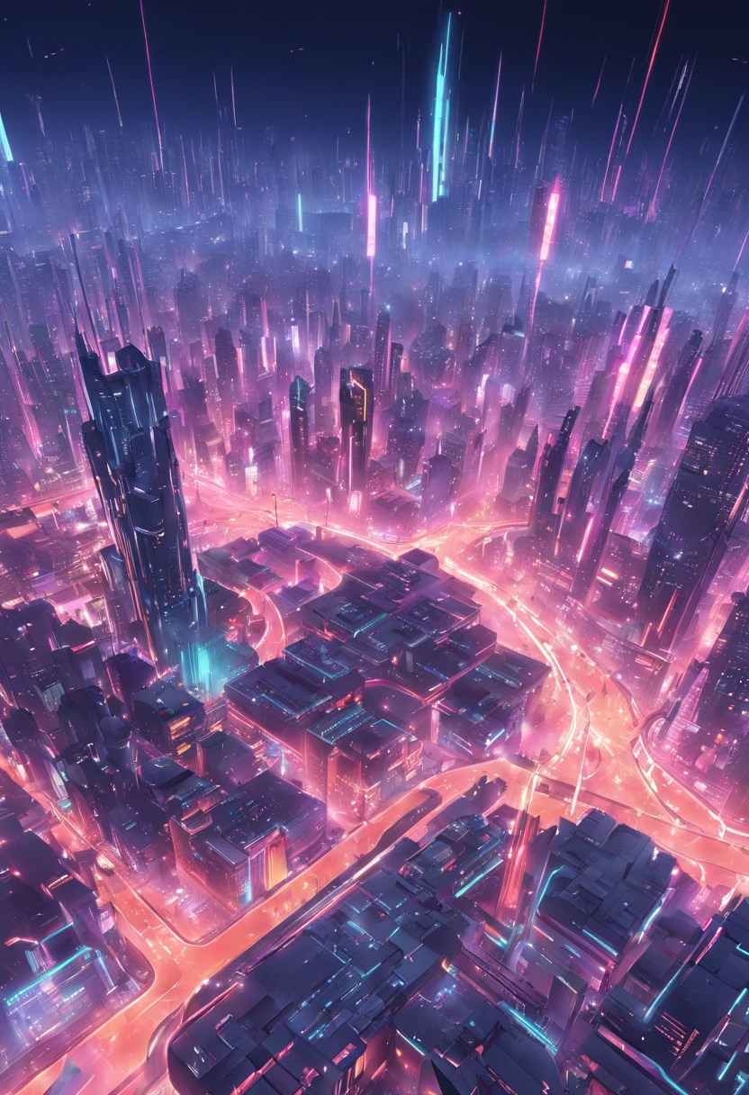 a close up of a city with a lot of lights, futuristic digital art, geometric futuristic cityscape, futuristic city background, photo of futuristic cityscape, futuristic city scape, futuristic cityscape, 3d abstract render overlayed, futuristic background, 3d render digital art, cybernetic city background, neon cityscape background, futuristic city backgrond, high definition 3 d render