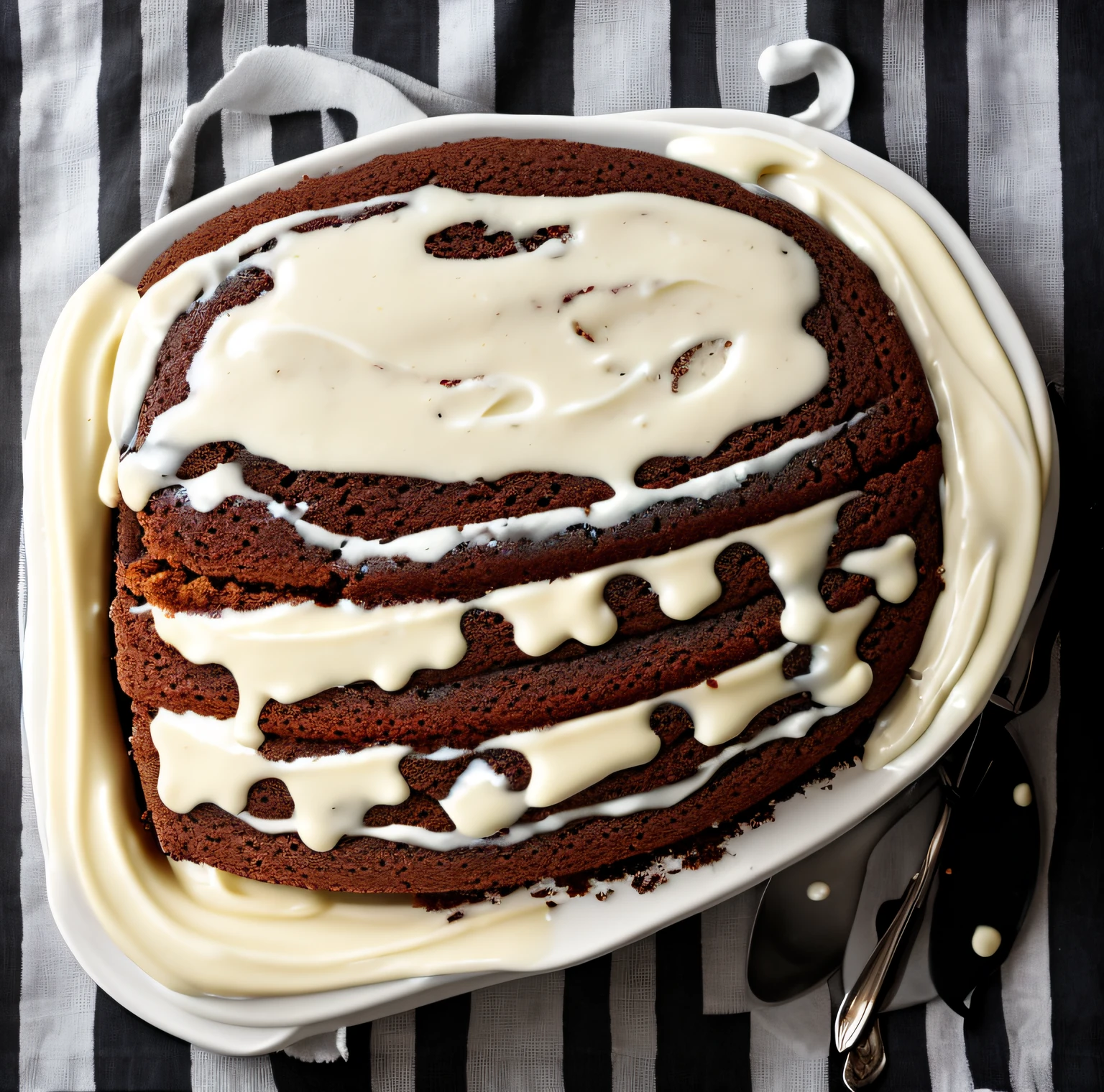 white chocolate cake on black table