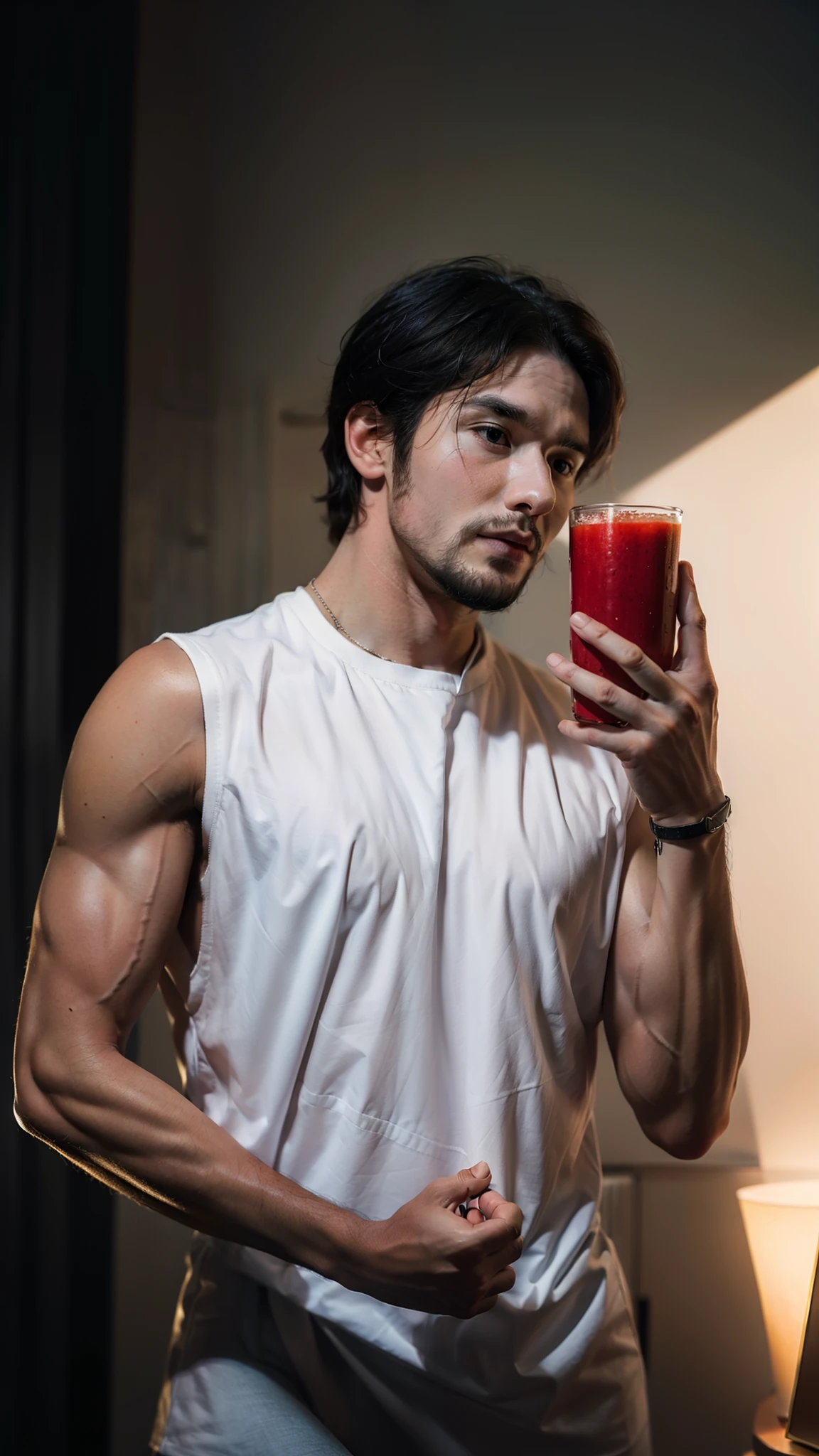 RAW photo, portrait photo of john snow, Having a muscular physique