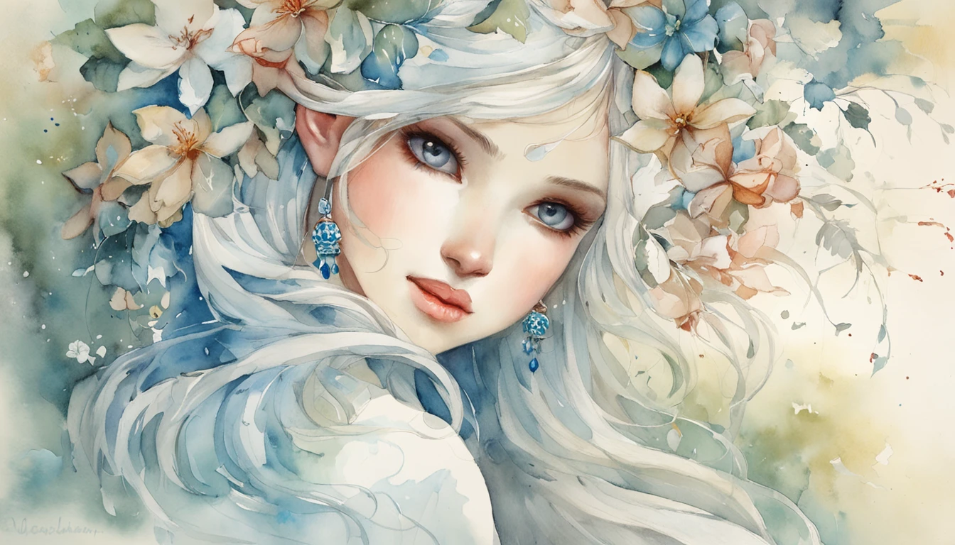 (best qualtiy，tmasterpiece), Beautiful teenage girl, Beautiful goddess, ((long  skirt, semi transparent, Floral)), Beautiful hair accessories, Maple Grove, glowworm, detailed scene, the night, starrysky, cold light, (cyan colors, white colors), ((From the side Side)), ((full bodyesbian)), ((Realistic))