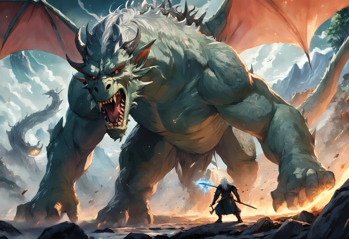 Battle of the Lord of the Rings Orcs fight Legolas and Gandalf, Giant ogre dragon