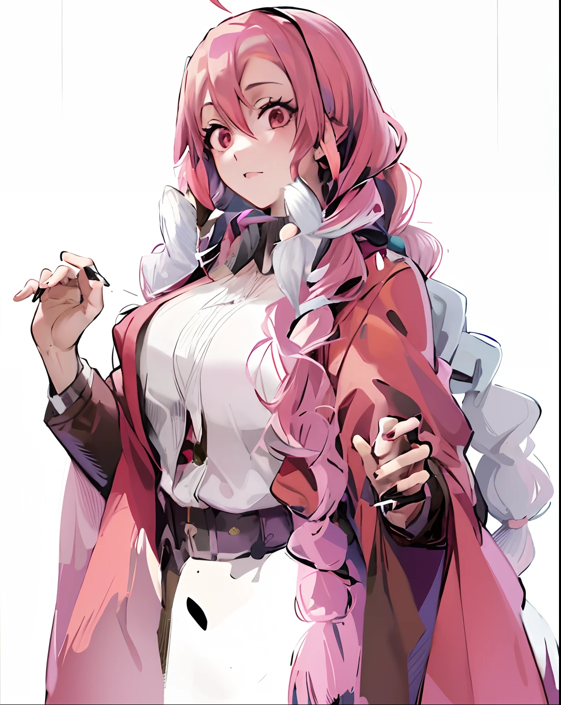 A woman with pink hair and a white cape is holding a cigarette, haruno sakura, Demon Slayer rui fanart, Sakura Haruno no modo Slug Sage, sakura haruno, Marin Kitagawa Fanart, personagem de anime feminino, personagem de anime, Melhor Design de Personagens de Anime, ilustre makinami, estilo de arte demon slayer, Shirabii, arte de personagens de anime, Anya, Spy X Family