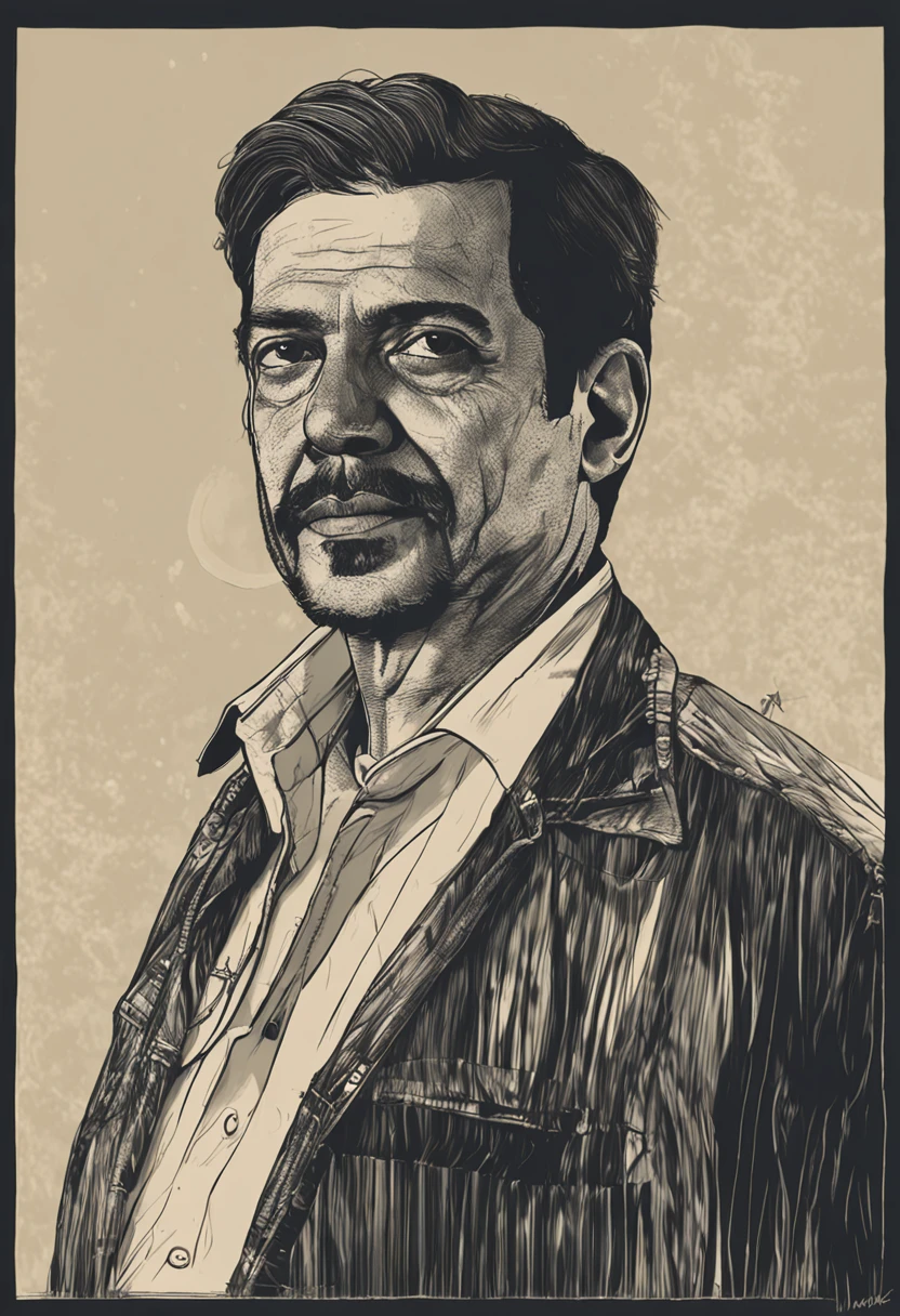 retrato de homem [Lima Duarte:], altamente detalhado, pintura digital, meia noite, low key