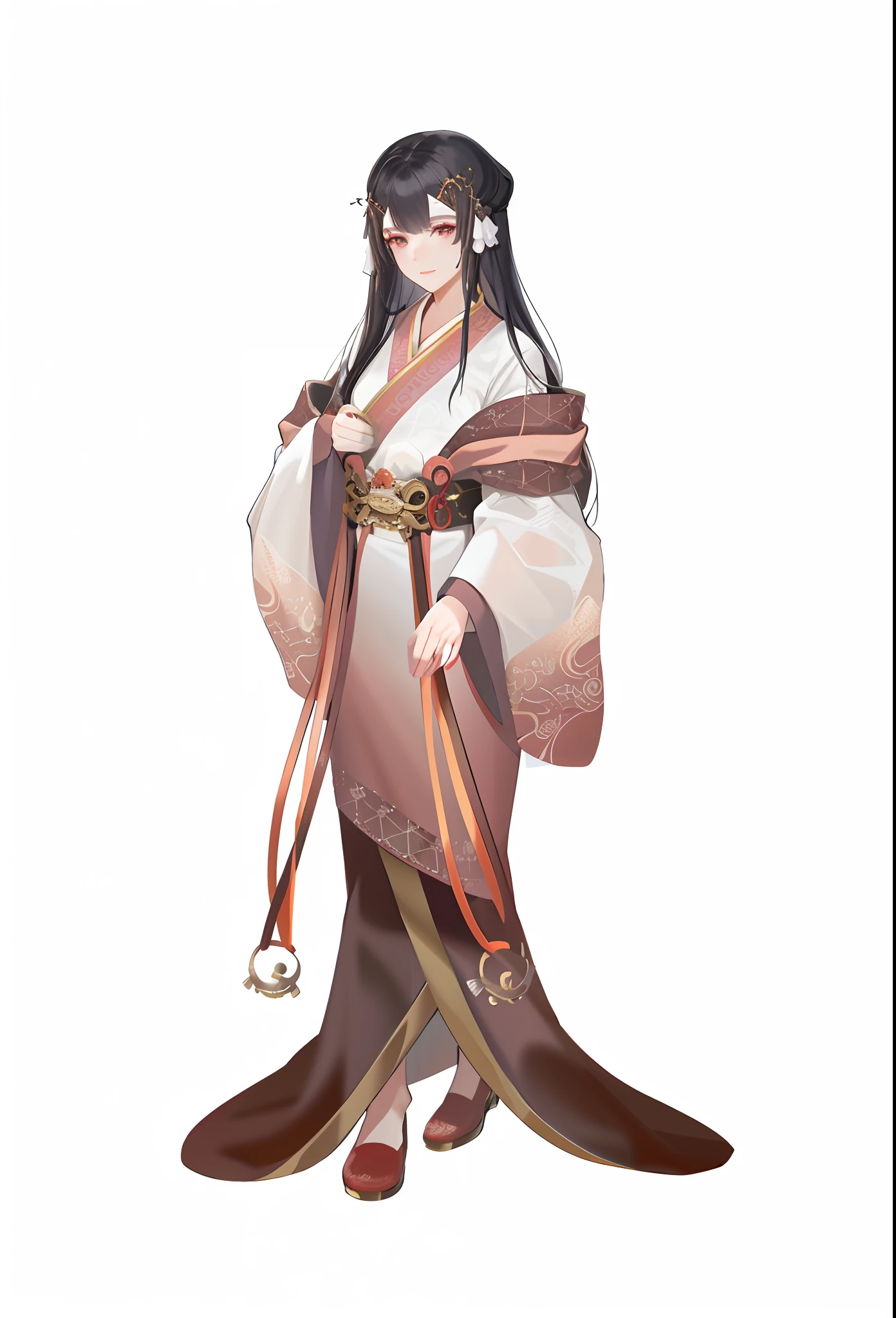 a close up of a woman in a white dress with a red ribbon, full-body xianxia, Palace , A girl in Hanfu, heise jinyao, flowing hair and long robes, full-body wuxia, inspired by Ma Yuanyu, Princesa chinesa antiga, Onmyoji detailed art, ((a beautiful fantasy empress))