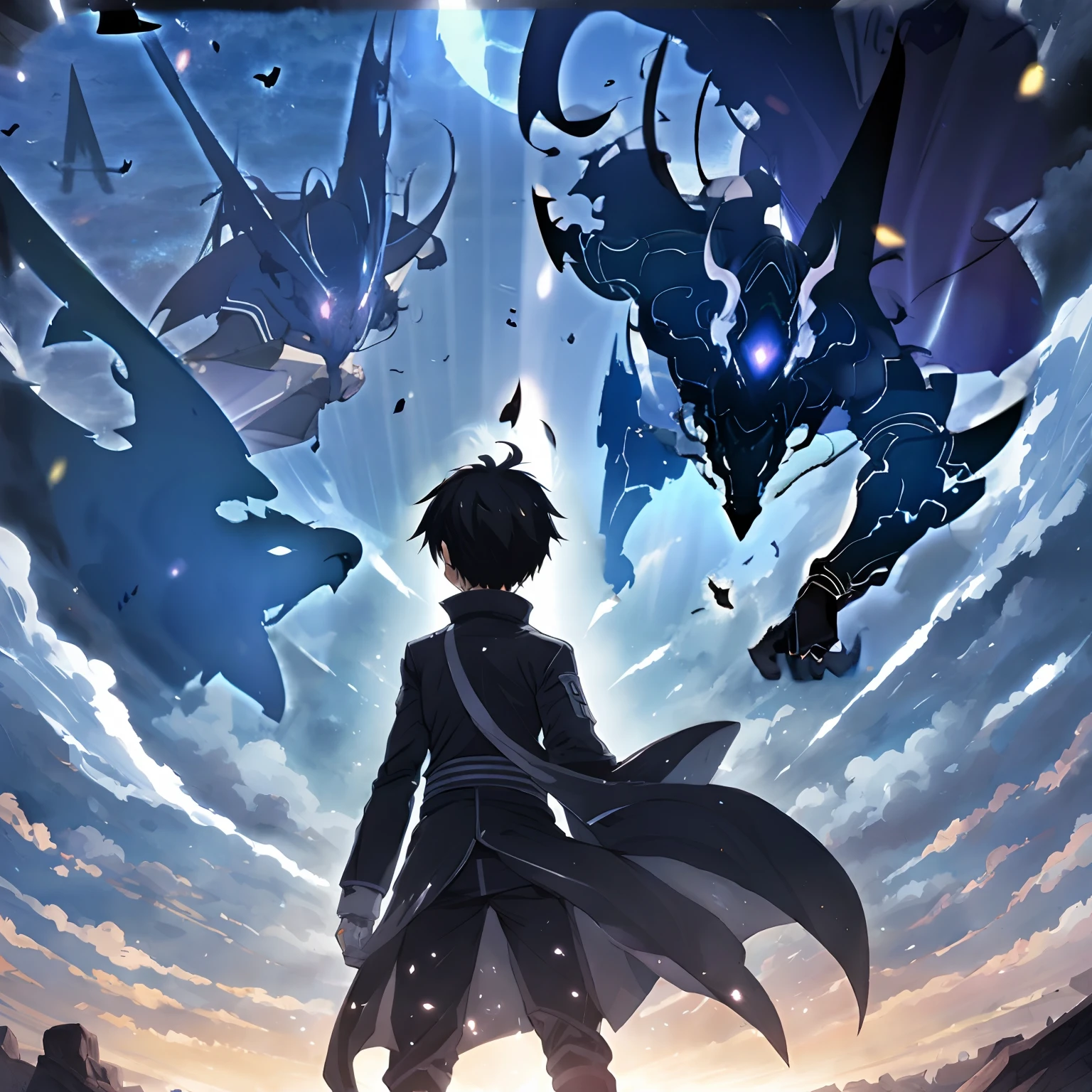 Shadow creatures flying in the sky