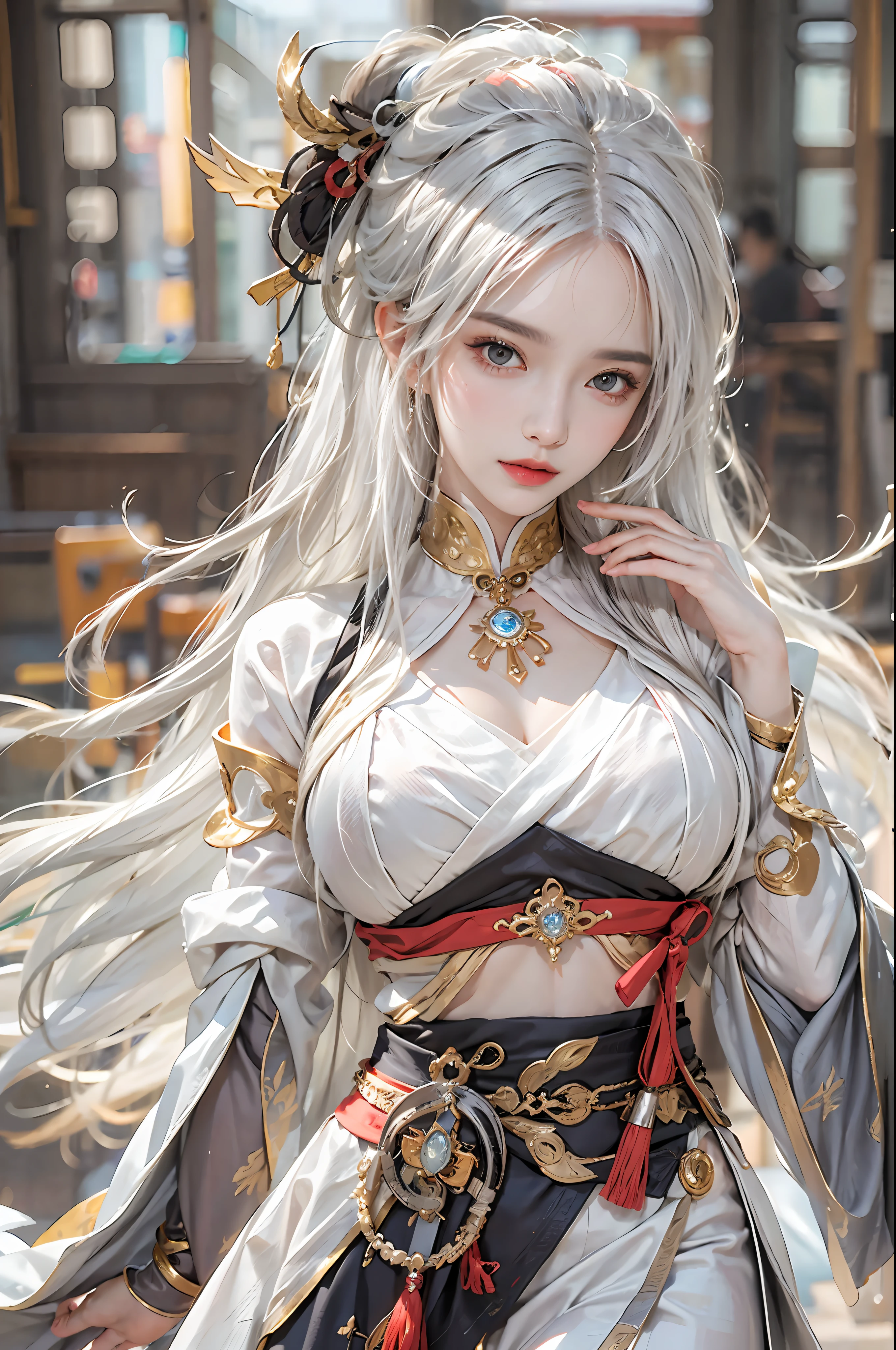 ((Best Quality, 8K, Masterpiece: 1.3)), 1girl, Slim Abs Beauty: 1.3, (Hairstyle Casual: 1.2), Dress: 1.1, Super Fine Face, Fine Eyes, Double Eyelids, Shyness, Dynamic Pose, Smile, Anime Girl with White Hair and Blue Eyes Holding a Fan, White Hair God, Kusart Krenz Key Art Feminization, Onmyoji Detailed Art, Onmyoji Portrait, Detailed Digital Anime Art, Best Anime 4K Konachan Wallpaper, Anime Goddess, High Detail Official Art , detailed anime art, portrait of female anime hero, Onmyoji