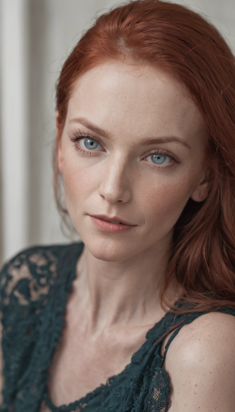 Zara'el is a 40-year-old woman with fair skin, and her red hair seems to radiate the energy of the stars. Her deep blue eyes, mysterious and vast, mirror the boundlessness of the universe and the determination of someone who fearlessly explores it.