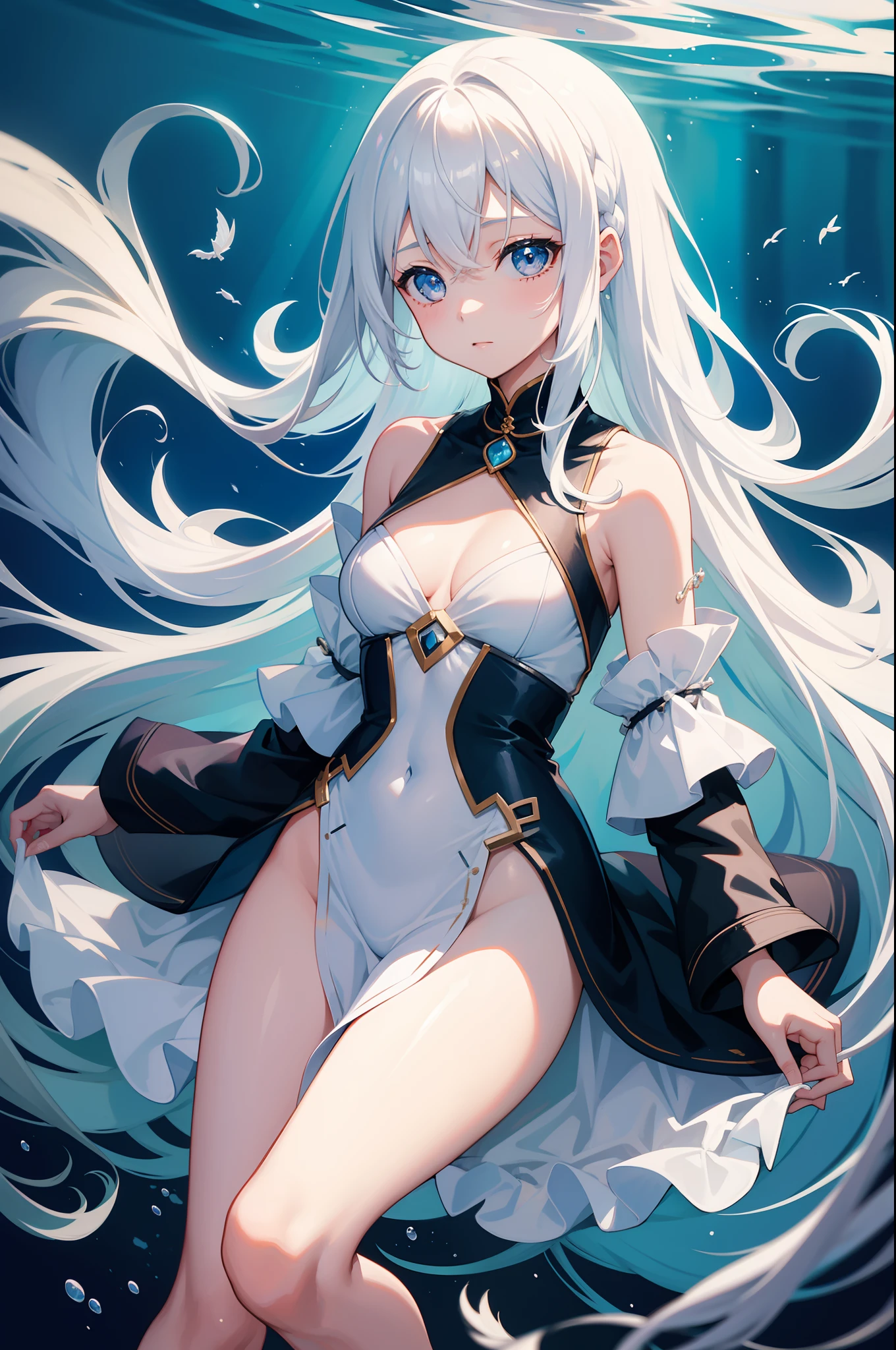 girl with、white hair、Akame、under the water、Mare、AngelT、The corals