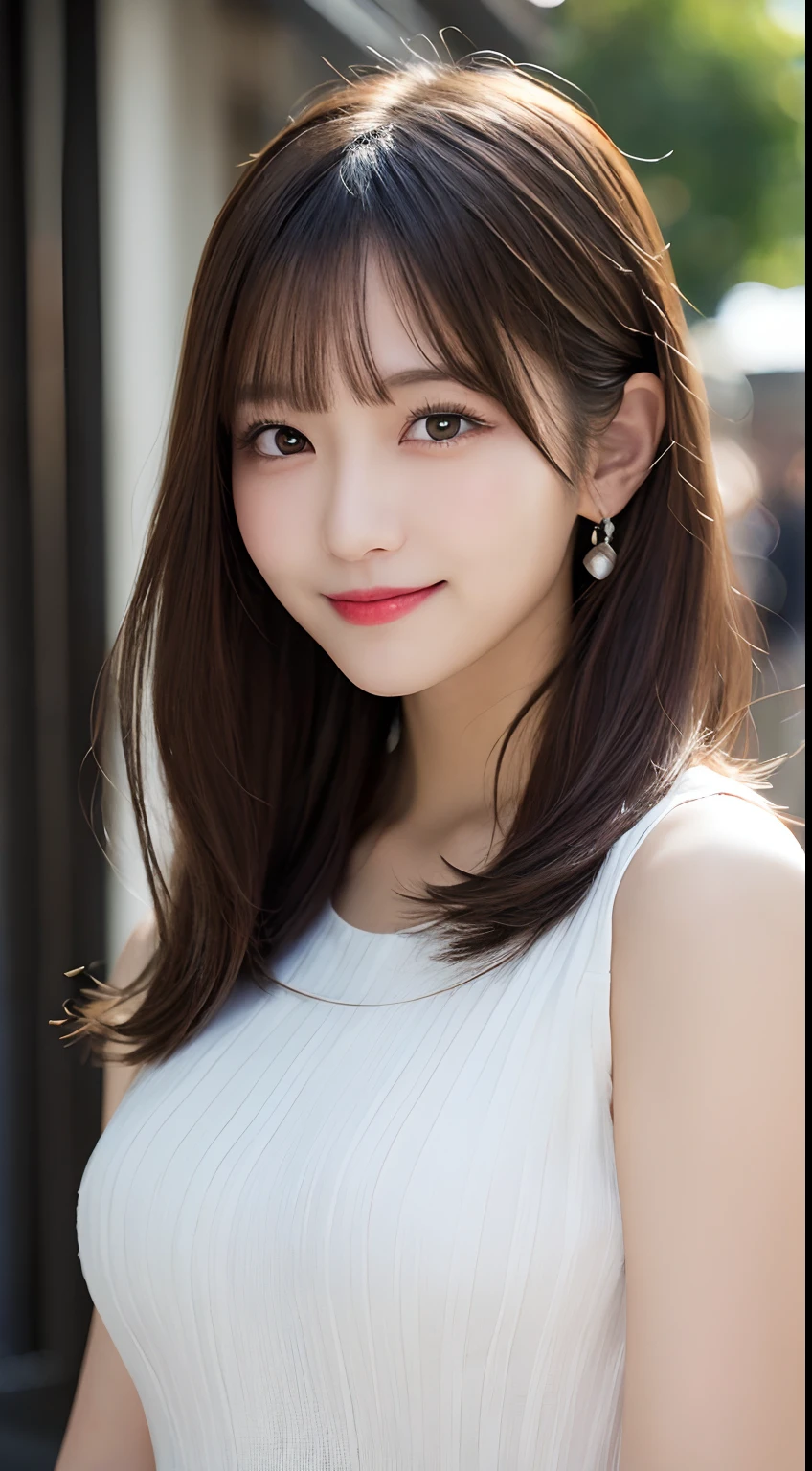 masutepiece, Best Quality, Illustration, Ultra-detailed, finely detail, hight resolution, 8K Wallpaper, Perfect dynamic composition, Beautiful detailed eyes, Women's Fashion Summer,Ponytail hair,Small breasts natural color lip, Bold sexy poses,Smile,Harajuku、20 years girl、Cute、Sexy shot looking at camera
