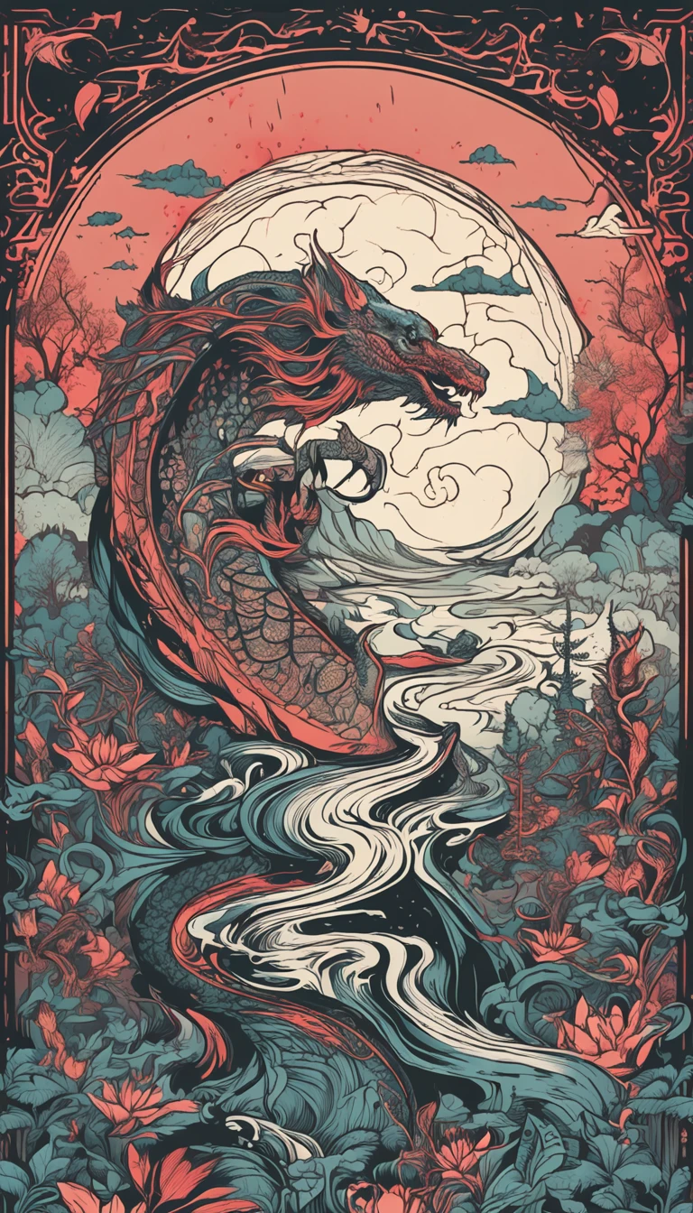 Yin & Young Perfect Symbol, Two parts in one art, double exposure, Yin & Yang was vertically split in two, The left side of the paper is the day, Fairies, On the right side of the paper is night, creepy, Complex Asian landscapes, Best Quality, Glittering, craola, by Dan Mumford, Andy Kehoe, 2D, Flat, Cute, Adorable, Vintage, Art on cracked paper, fairytale, Detailed illustration of the storybook, Cinematic, The ultra -The high-definition, detaile, Beautiful details, Mystical, luminism, Vibrant colors, Complex background ::n_ 。.3D, Framebook, Text, typo, low-quality, purah, 2 heads, 2faces, Tiling, poorly draw, ugliness, Poorly drawn face, Extra arms, Extra legs