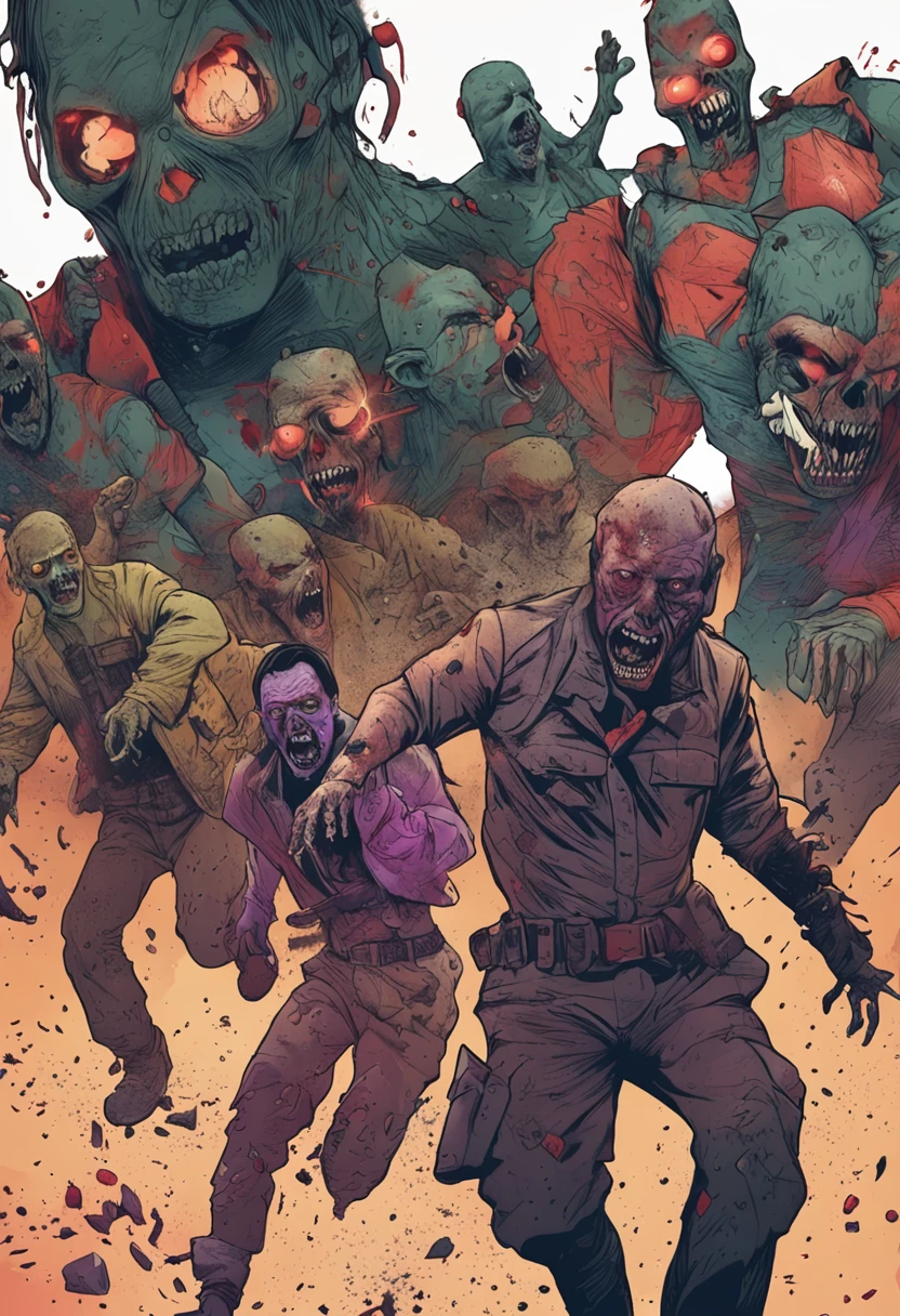 A group of zombies chasing a