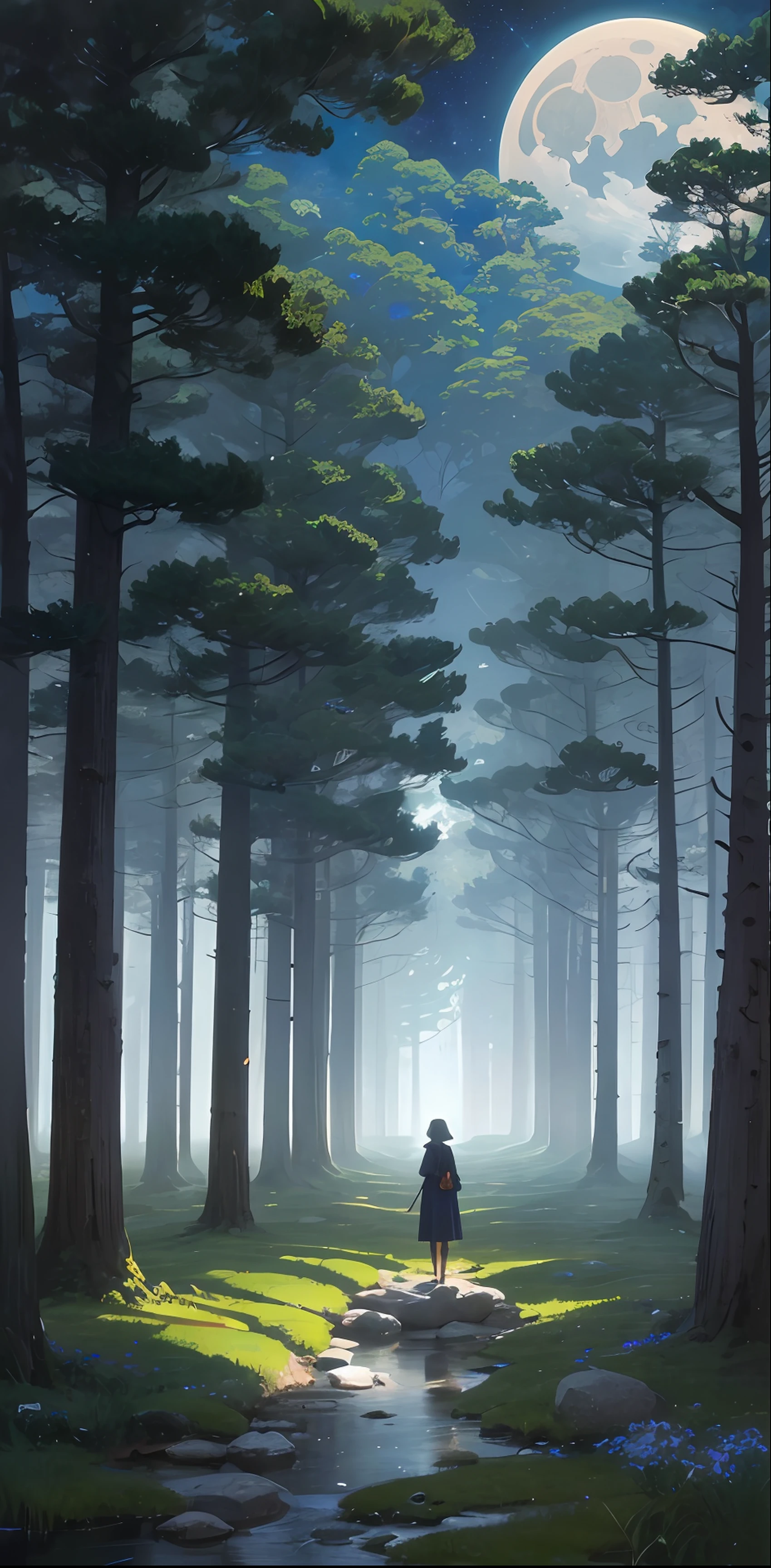 ​masterpiece、top-quality、ultra-definition、illustratio、1 20-year-old girl、look up sky、独奏、natta、mont、naturey、stele、a moon、Bonfire Forest、boulders、a river、The tree、fumo、shadowy、Contrasty、A clear sky、Constellation Milky Way、calm、serene、serene、secluded、Adventurous、exploration、escape、Self-reliance、survival、wit、challenge、Endurance、stamina、Staying power、Observation skills、intuition、adaptability、creativity、imagination、Artistry、inspiration、pleasing、awe、wondrous、Thanks、relaxation、looking forward、rejuvenating、Mindfulness、Notice、connectedness、harmony、balance、Texture、the detail、真实感、depth、Perspective、composition、Farbe、optic、shadowy、Contrasty、foreground、centre、Background with、naturey、Figurative、Representationism、Impressionism、Expressionism、abstracted、Innovative、experimental、unique