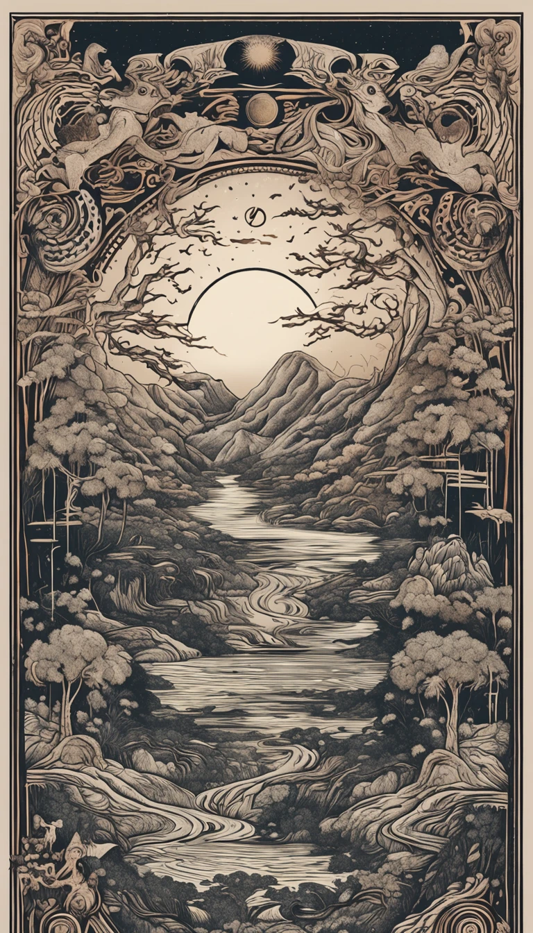 Yin & Young Perfect Symbol, Two parts in one art, double exposure, Yin & Yang was vertically split in two, The left side of the paper is the day, Fairies, On the right side of the paper is night, creepy, Complex Asian landscapes, Best Quality, Glittering, craola, by Dan Mumford, Andy Kehoe, 2D, Flat, Cute, Adorable, Vintage, Art on cracked paper, fairytale, Detailed illustration of the storybook, Cinematic, The ultra -The high-definition, detaile, Beautiful details, Mystical, luminism, Vibrant colors, Complex background ::n_ 。.3D, Framebook, Text, typo, low-quality, purah, 2 heads, 2faces, Tiling, poorly draw, ugliness, Poorly drawn face, Extra arms, Extra legs, a lot of cherry blossom