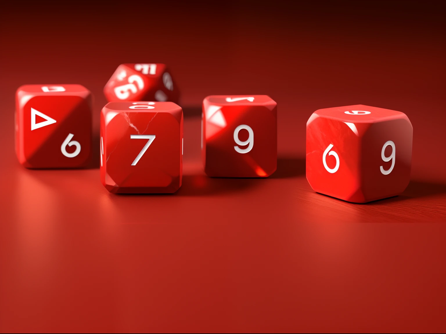 Best quality, ultra high res, (photorealistic:1.4), hdr, hyperdetailed. Single red marble dice for boardgaming. Rolling.