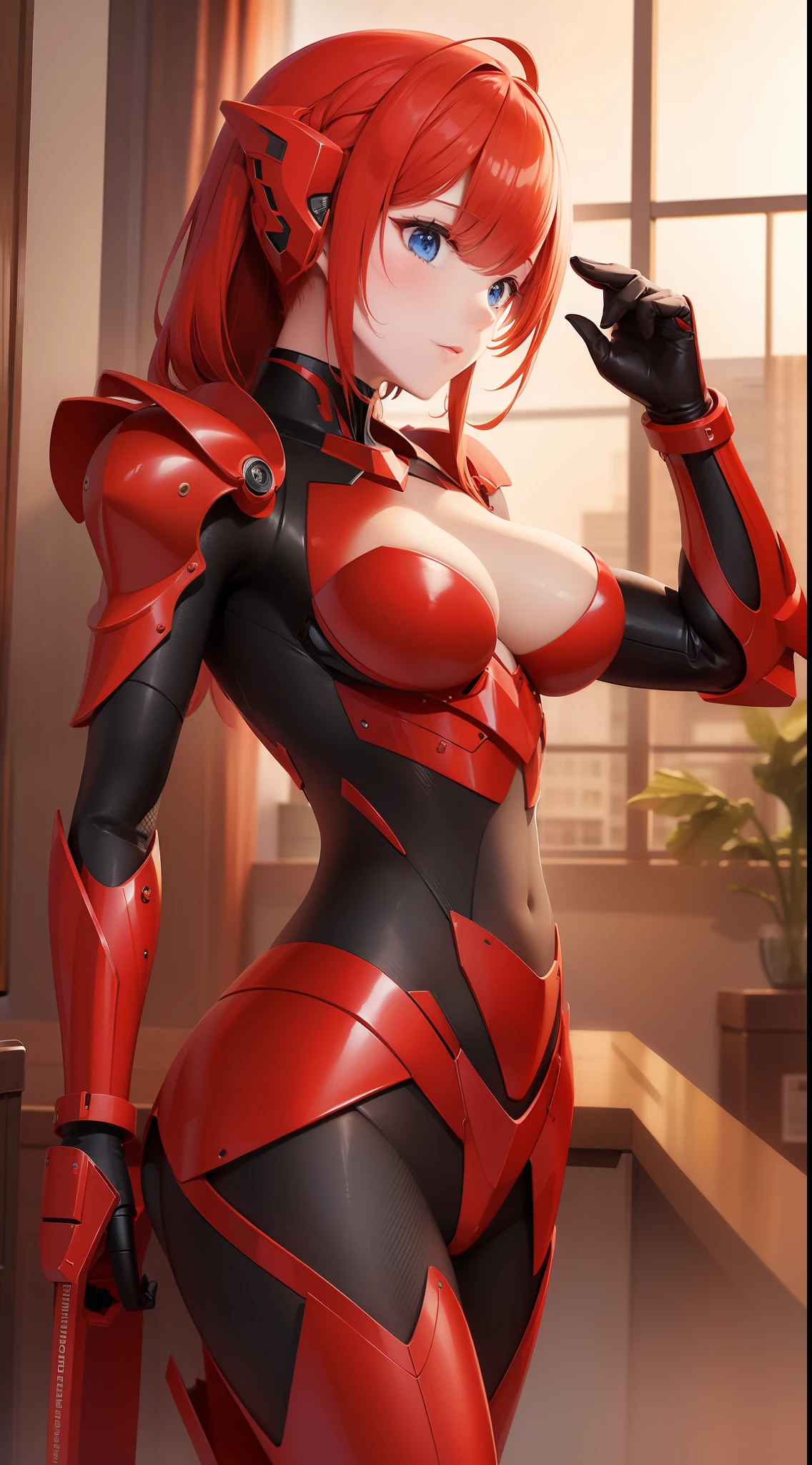 NFSW,high quality picture,8K, high resolution images,red robot auto bikes powered armor,girls