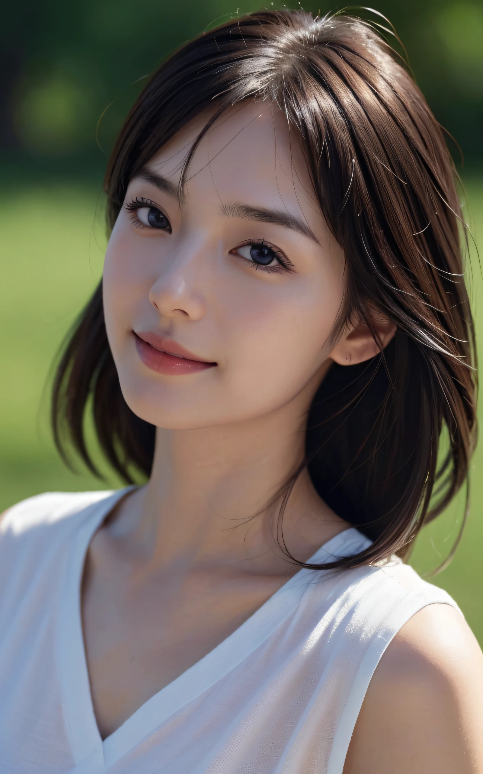 masutepiece, The highest image quality, High quality, Beautiful woman, Japanese, Detailed, Detailed eyes, Detailed skin, Beautiful skin, Ultra High Resolution, (reality: 1.4),Very beautiful, Slightly younger face, Beautiful skin, slender, (A hyper-realistic), (hight resolution), (8K), (Very detailed) (beautifully detailed eyes), (super detailed), Sweaters, Skirt, (Wallpaper), (Detailed face), Looking at Viewer, Fine details, Detailed face, Smiling, Looking straight ahead, Looking straight ahead, angle from waist up, photos realistic, Bright lighting, Professional Lighting, Mature Woman, Brown hair, Shoulder-length straight hair swaying in the wind, long stylish bangs,