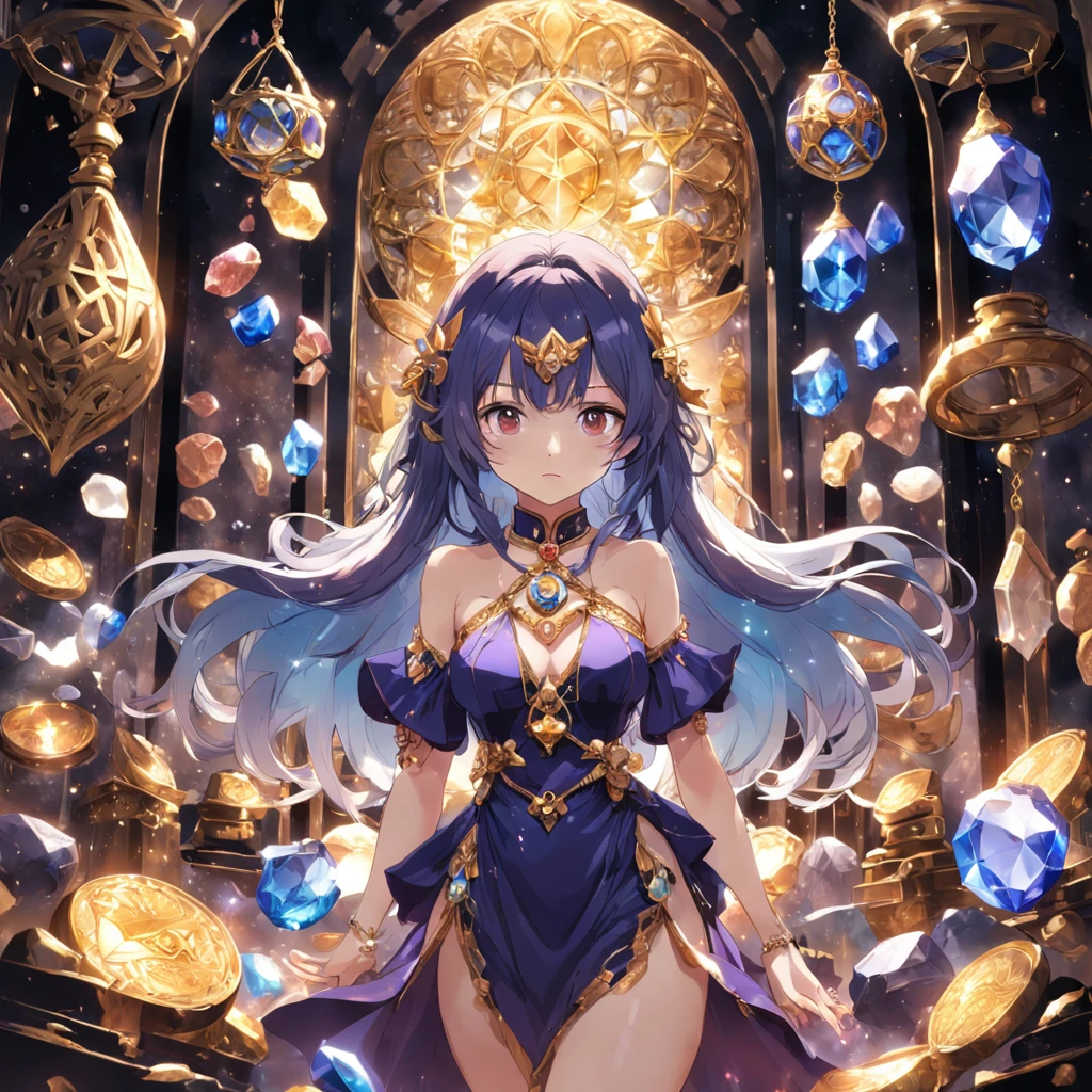 (arcane style: 1.2), (Full Focus: 2), (Everything in the display cabinet: 1.3), (coin |Magic Items | colorful gems | cherryblossom | Printed Silk Products | medal | ores | Obsidian | pearls | Emeraude | White jade | amethyst | Sapphire | Gold Products | Silver Products | Purple Gold | Magic Jewelry | Antiques | ruby | Orange Gem | blue gemstone | topaz |: 2), Magic Symbols, Magic particle effect, High-tech luxury, High Value Jewelry, High-value metals, Luxury goods, No puzzles, Detailed and complex background, glinting, reflective light, Ultra high definition, Award-winning, hight resolution, High definition textures, Contrast between light and dark, Cinematic lighting, Masterpieces, Ray tracing, Structurally correct, Super Details, hightquality, high detailing, Best Quality, 16 K