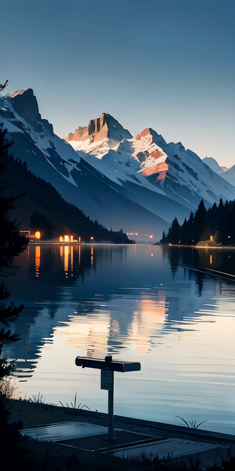 There is a bus stop in the lake,Dark tones,midynight,The dark world,Big Mountain