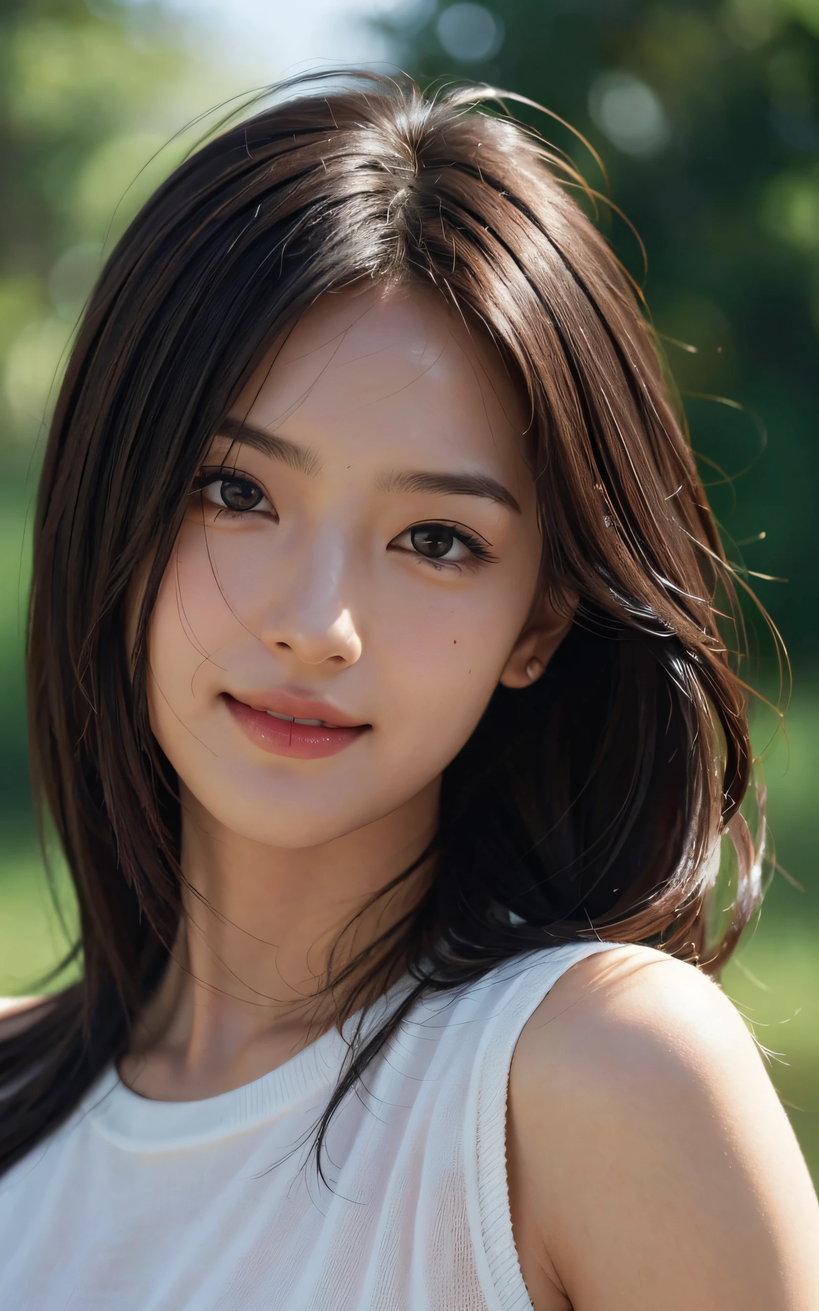 masutepiece, The highest image quality, High quality, Beautiful woman, Japanese, Detailed, Detailed eyes, Detailed skin, Beautiful skin, Ultra High Resolution, (reality: 1.4),Very beautiful, Slightly younger face, Beautiful skin, slender, (A hyper-realistic), (hight resolution), (8K), (Very detailed) (beautifully detailed eyes), (super detailed), Sweaters, Skirt, (Wallpaper), (Detailed face), Looking at Viewer, Fine details, Detailed face, Smiling, Looking straight ahead, Looking straight ahead, angle from waist up, photos realistic, Bright lighting, Professional Lighting, Mature Woman, Brown hair, Shoulder-length straight hair swaying in the wind, long stylish bangs,