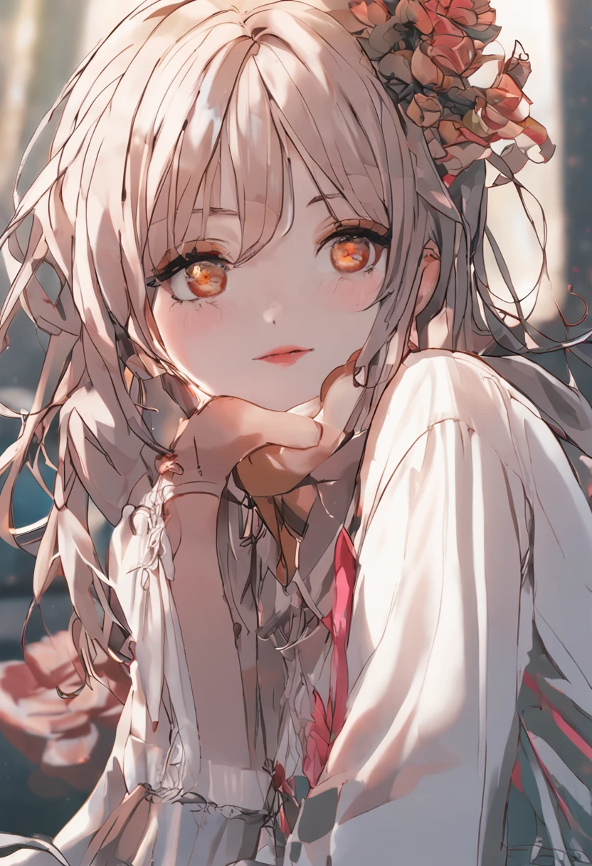 randome pose,1girl in,????????,Beautiful,cparted lips,hentail realism,A photograph_\(mediating\),soio,(masutepiece),(hentail realism:1.3),The ultra-detailliert,(High-detail skin:1.2),(Best quality:1.0), (超A high resolution:1.0), (Ulzzang-6500:0.3), beautiful and clear eyes, delicatenecklace,Sunshine, (Beautiful and delicate makeup), (???????? aroused blush, rough breath,:1.0) , (soft glow bloom: 0.5), Mix 4, full bodyesbian, Red dress