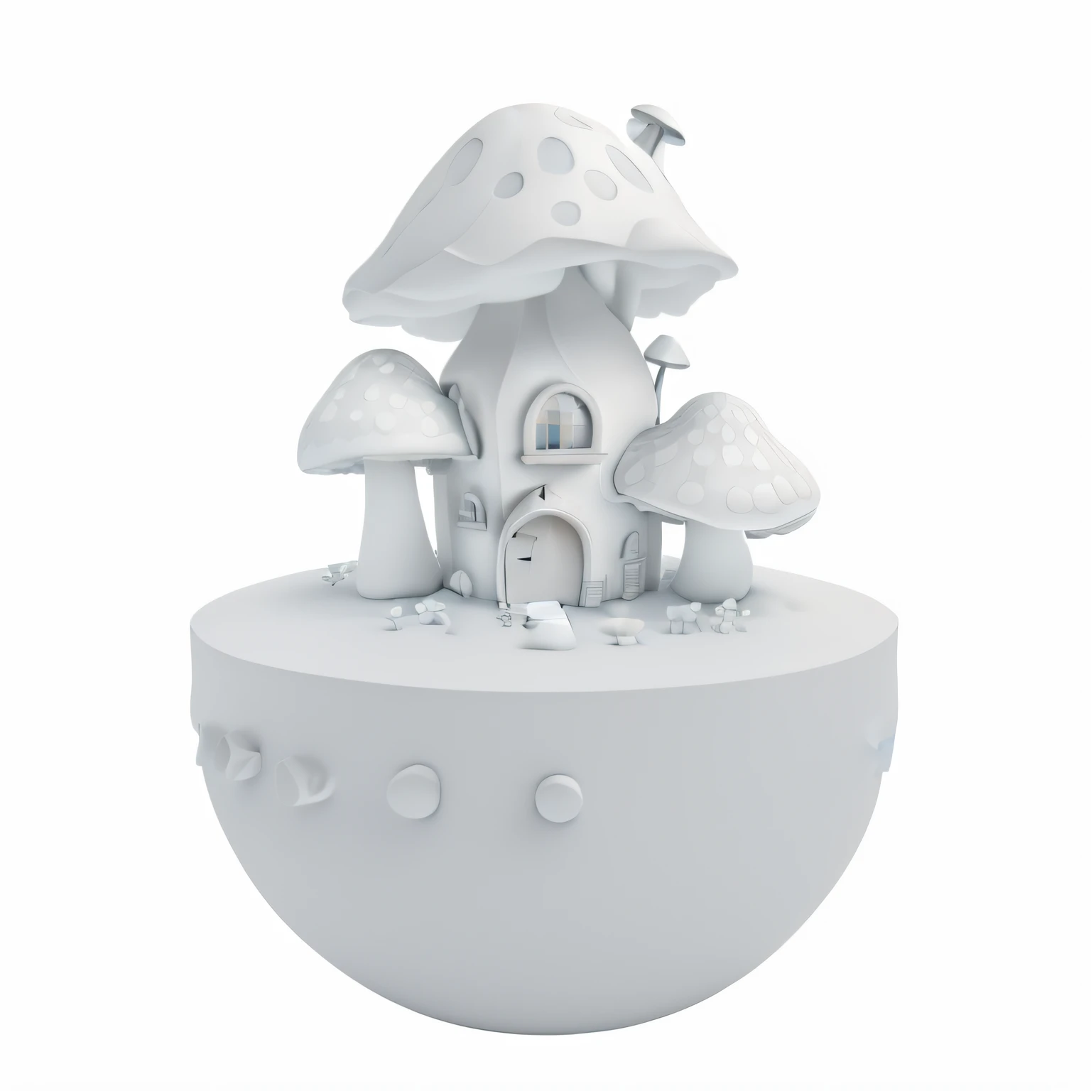 mushroom house, ambient occlusion render, ambient occlusion render, Environmental occlusion, Environmental occlusion:3, ambient reflective occlusion, monochrome 3 d model, ultra ambient occlusion, strong ambient occlusion, stylized as a 3d render, stylized 3d render