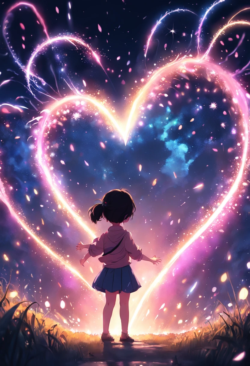 the night,Colorful,Fireworks all over the sky,Pink heart-shaped bubbles,Child couples,Cartoony,Chubby little girl and little boy hugging each other,Glowing fireflies around,,Cute and cute,KIDS ILLUSTRATION,Glow effects,Dingdall effect,depth of fields,high light,Real light,Ray traching,oc rendered,Hyper-realistic,best qualtiy,8K,Works of masters,super-fine,Detailed pubic hair,Correct anatomy,sharp focus on eyes,Bokeh,Facial features are carefully depicted