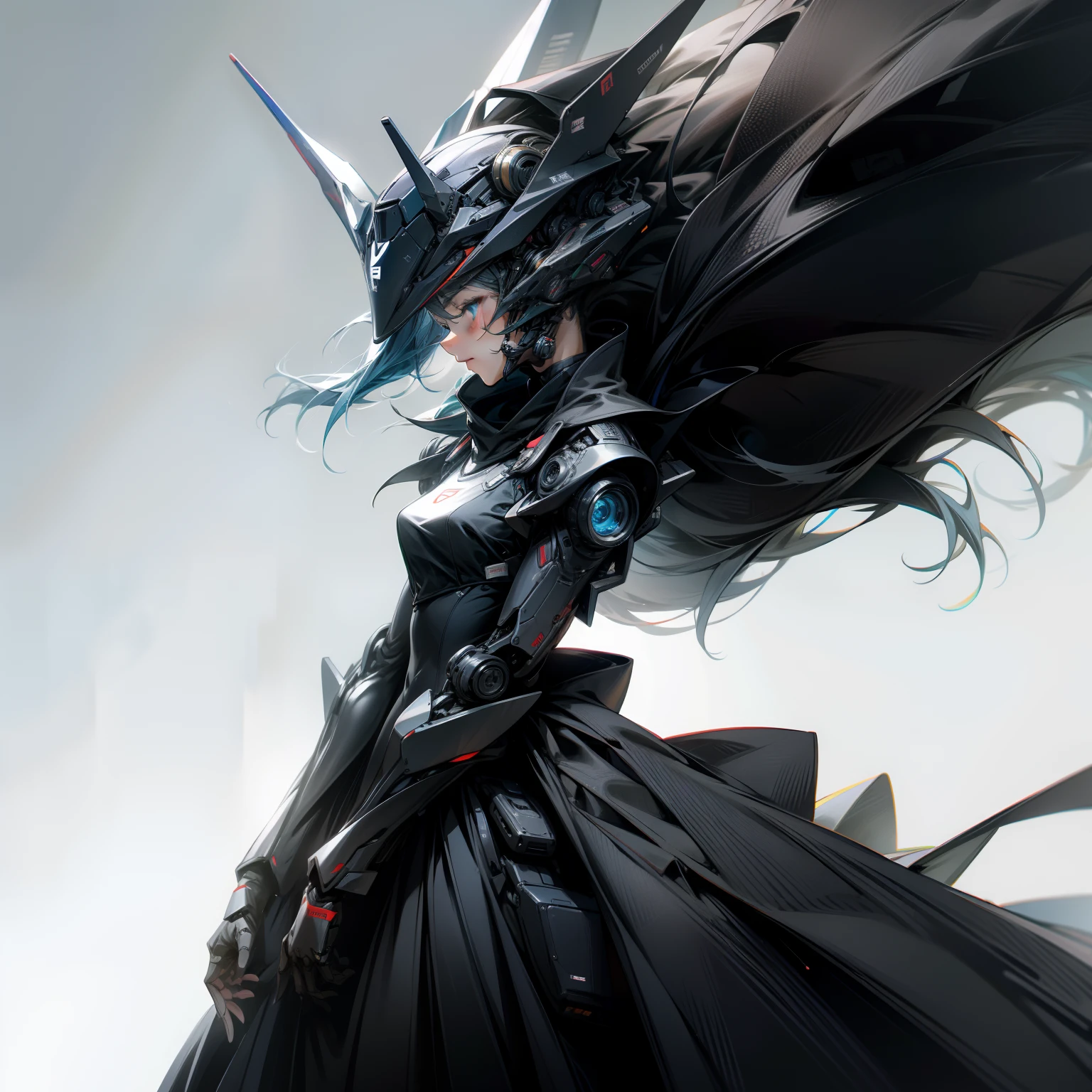 Robot in black dress