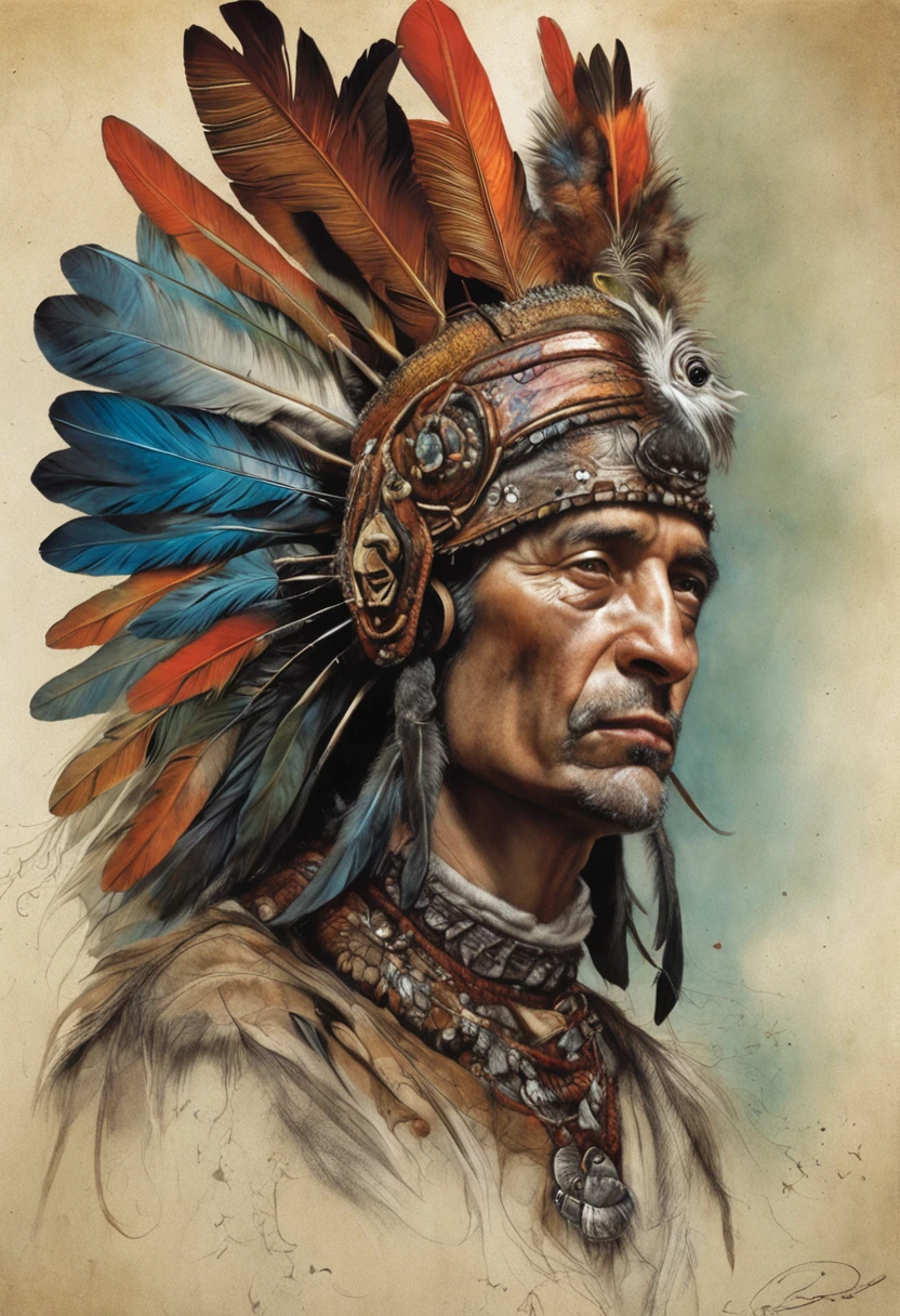 Image of a man with a bird's headdress and feathers, Esao Andrews : : Fleuri, Godmachine, Works Ivan Plusch, goddess. extremely high detail, pascal blanche, Guerrier aviaire, hyperdetailed fantasy character, Inspired by James Christensen, symmetrical epic fantasy art, Thomas Veyrat complexe, surreal + highly detailed