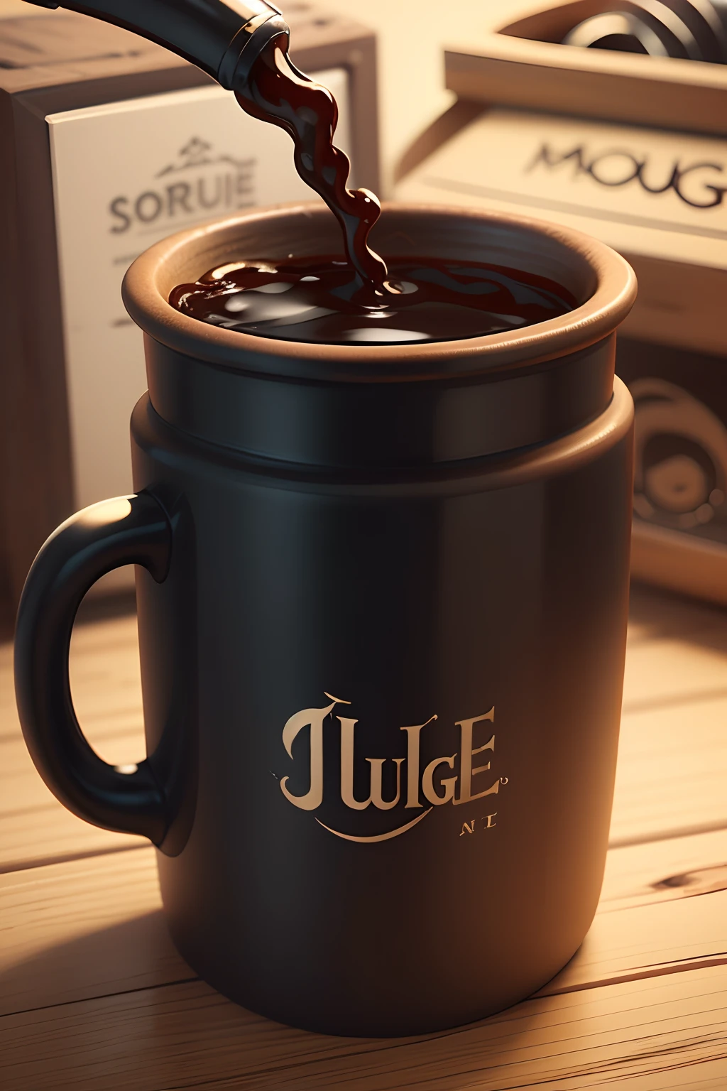 Create a logo type of a mug written MugStudio in cartoon style