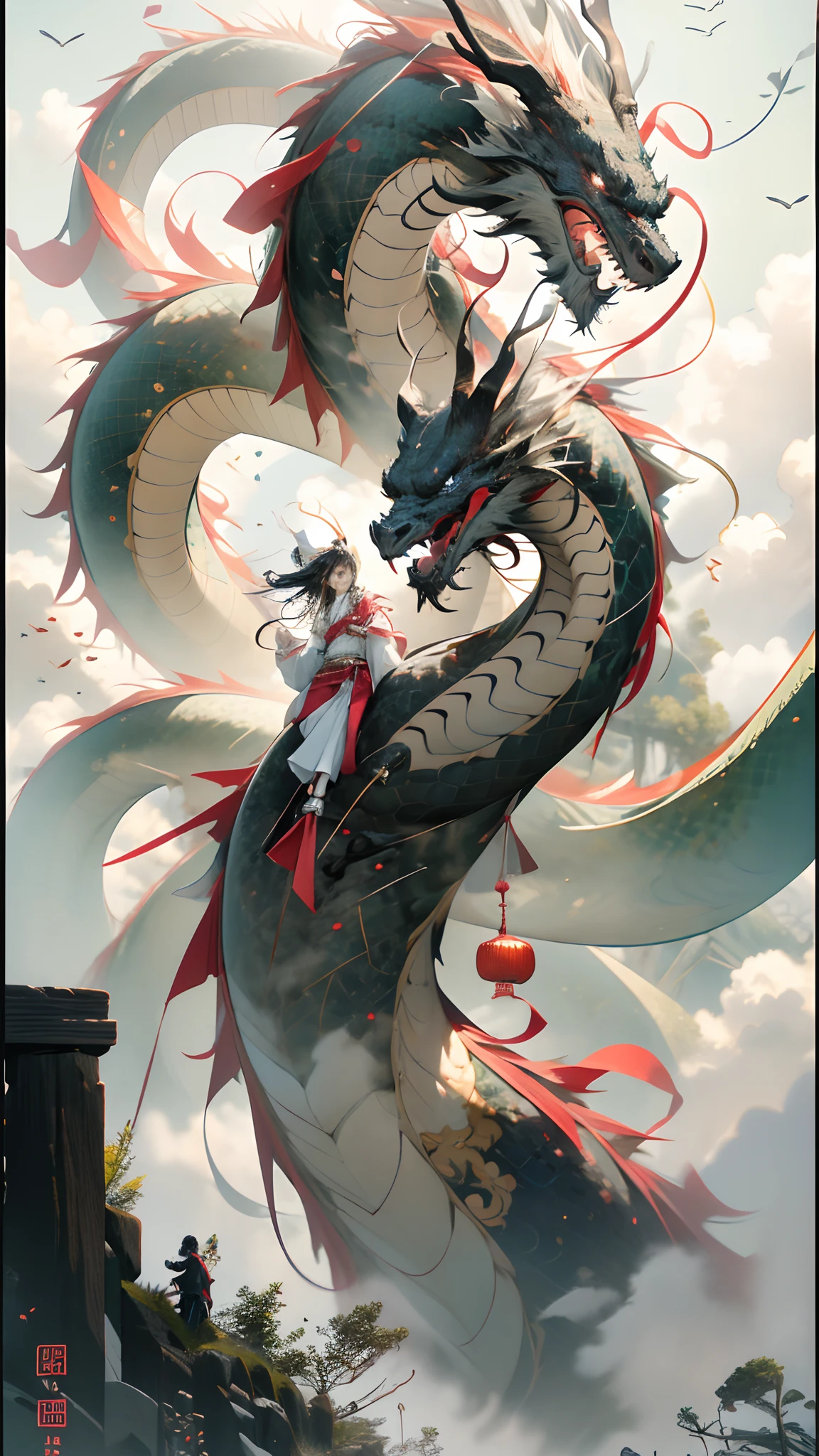 Chen Jia Leng,Ye Ruikun,Minimalism,Light Farbes,Feeling of breathing,Cute big dragon,Farbe,A sits on the dragon's back